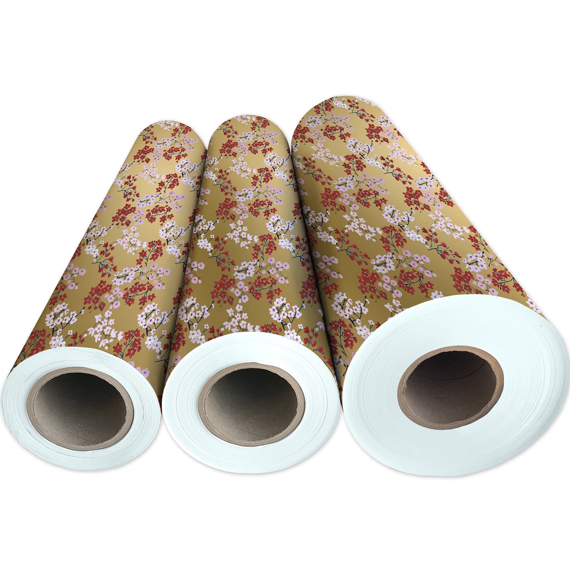 JILLSON & ROBERTS Bulk Floral Gift Wrap Paper - Drifting Blossoms Design - 417 Feet x 24 Inches (1/2 Ream) - Perfect for Wedding, Baby Shower & Birthday Gift Wrapping