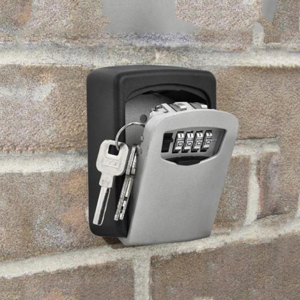 ELEOPTION 4-Digit Combination Key Lock Box - Wall Mount Safe for Outdoor Door, Home, Car & Office - Secure Key Storage with Weatherproof Design (Grey) | Perfect for Vacation Rentals, Airbnb Hosts & Property Managers
