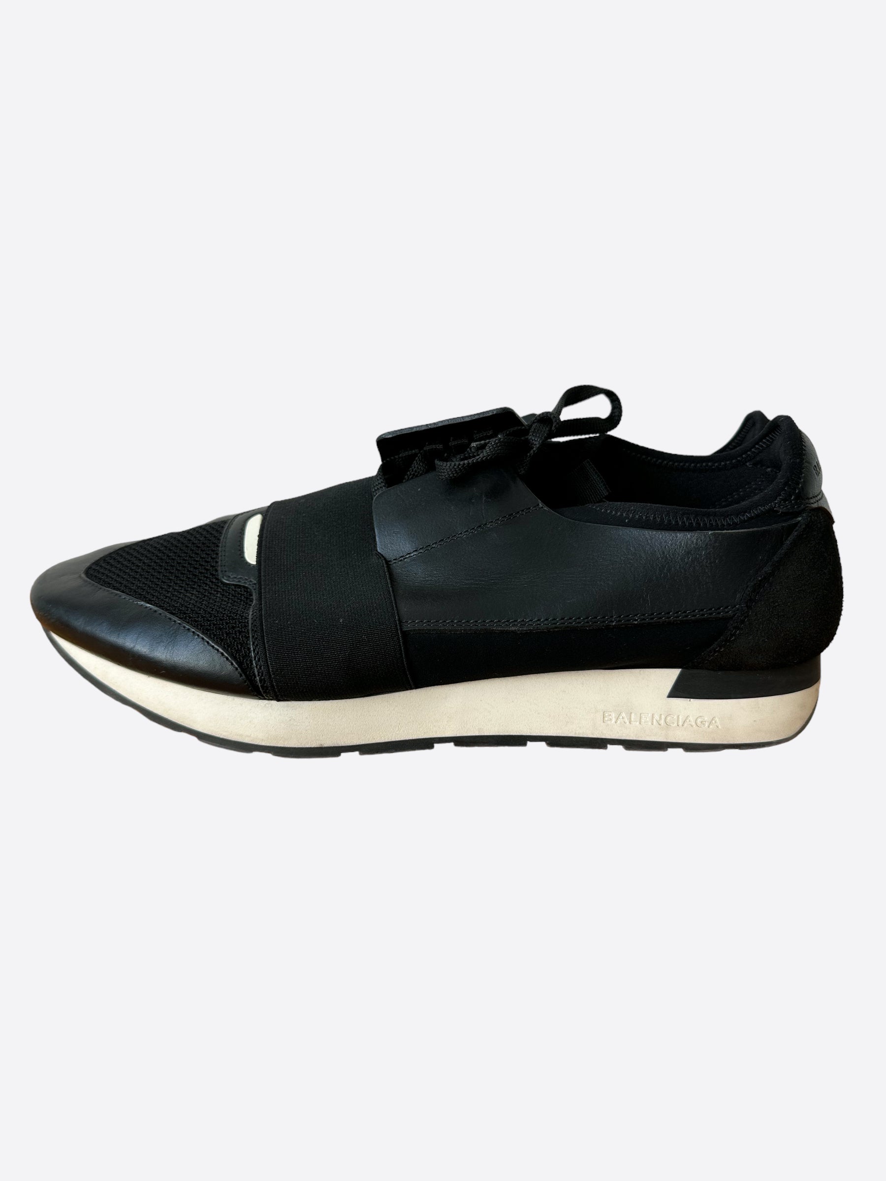 Balenciaga Black & White Race Runners Sneakers - Men's & Women's Fashion Running Shoes for Casual Wear & Street Style