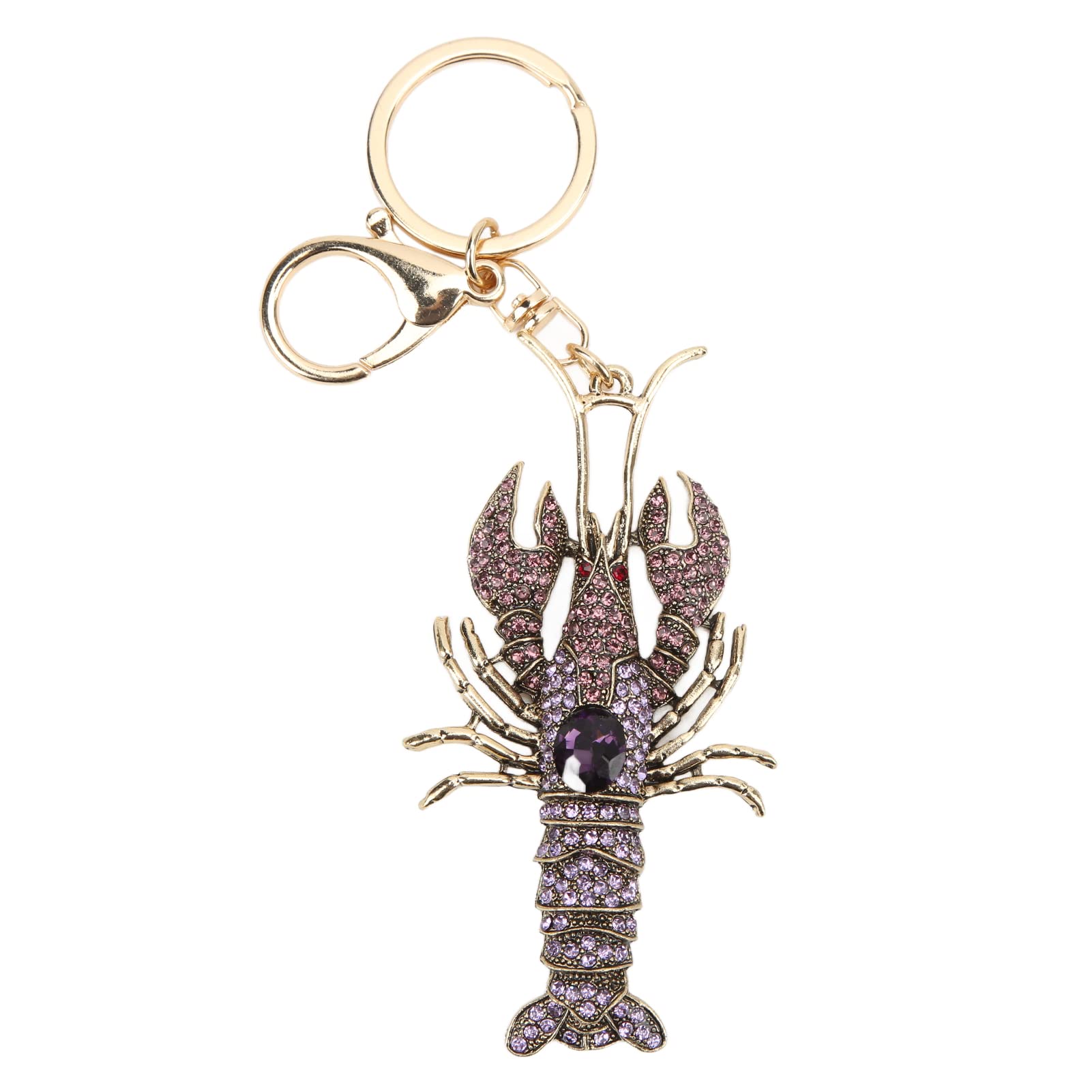 Sparkling Rhinestone Lobster Keychain for Women - Elegant Silicone Keyring Bracelet with Alloy Pendant - Perfect for Backpacks, Wallets, Handbags & Purse Accessories (Purple) - Great Gift for Beach Lovers & Seafood Enthusiasts