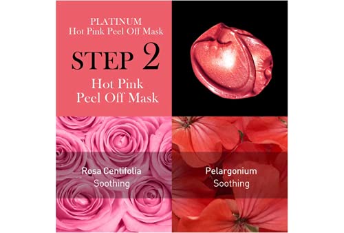 Double Dare Platinum Hot Pink 3-in-1 Facial Mask Kit - Detoxify, Soothe & Hydrate Skin with Rose Centifolia & Collagen (20 Sheets) | Perfect for Spa Night, Self-Care Routine & Glowing Skin Treatment