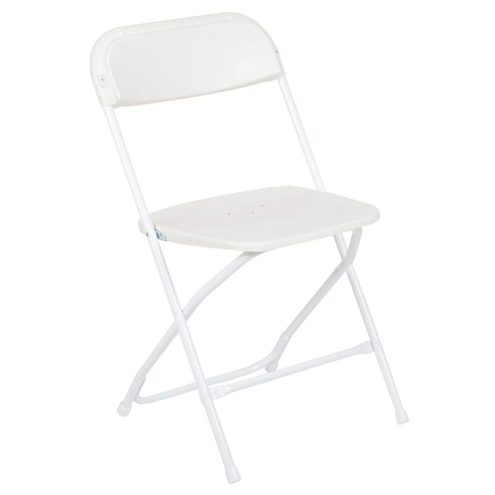 Flash Furniture 4-Foot Granite White Plastic Folding Table & Hercules™ Series Folding Chairs - 2 Pack, 650LB Weight Capacity, Lightweight & Comfortable Event Chairs for Parties, Weddings, and Outdoor Gatherings