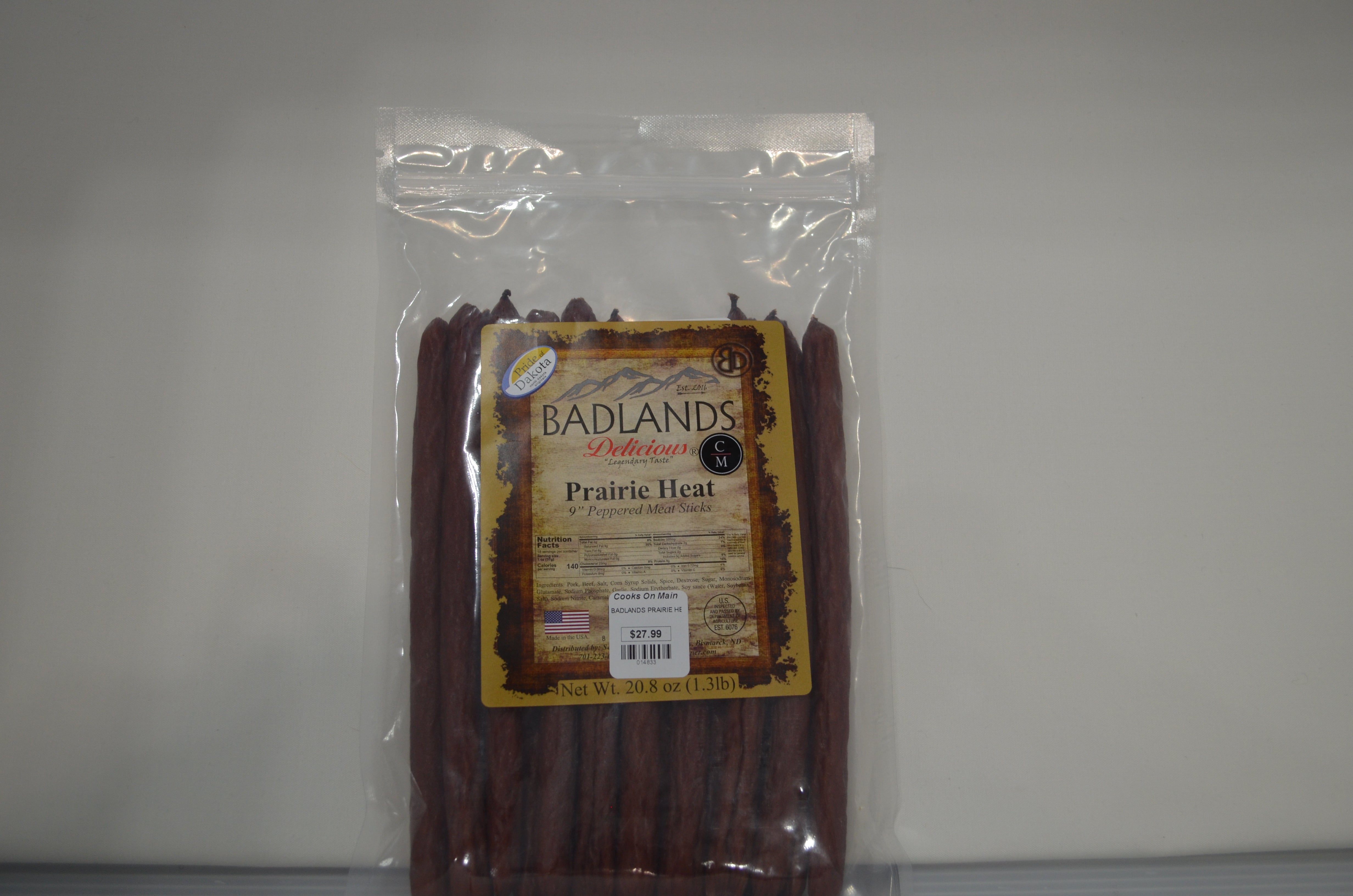 Badlands Prairie Heat Peppered Meat Sticks - Spicy Beef Jerky Snacks for Hiking, Camping & Road Trips | High Protein Keto-Friendly Travel Food