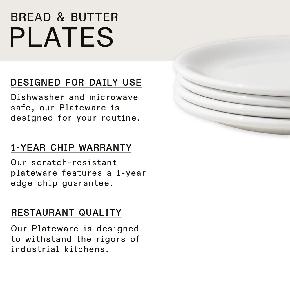 Premium Porcelain Bread and Butter Plates Set of 4 - Classic White English Dinnerware - Perfect for Breakfast, Tea Parties & Elegant Dining (Made in England)