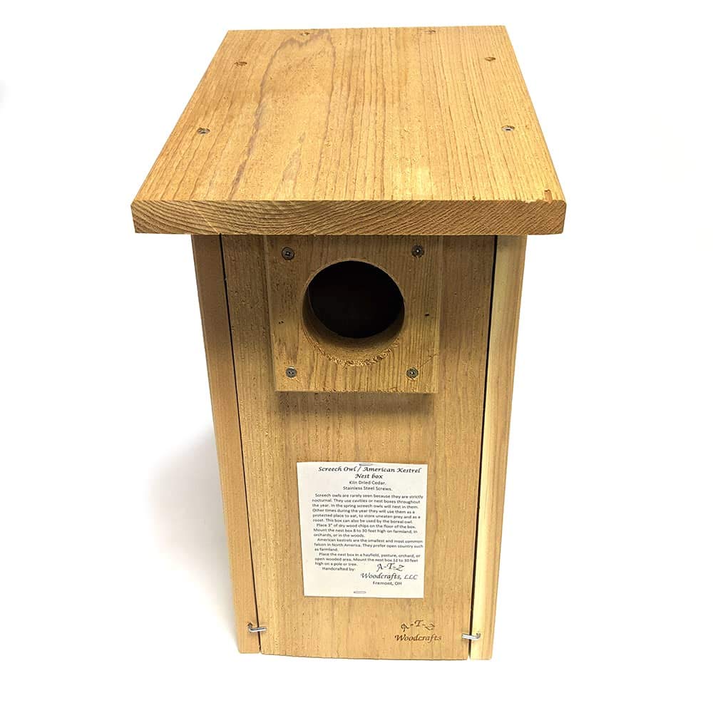 Premium Screech Owl & American Kestrel Nesting Box - Durable Wooden Bird House for Backyard Wildlife - Perfect for Bird Watching & Nature Conservation