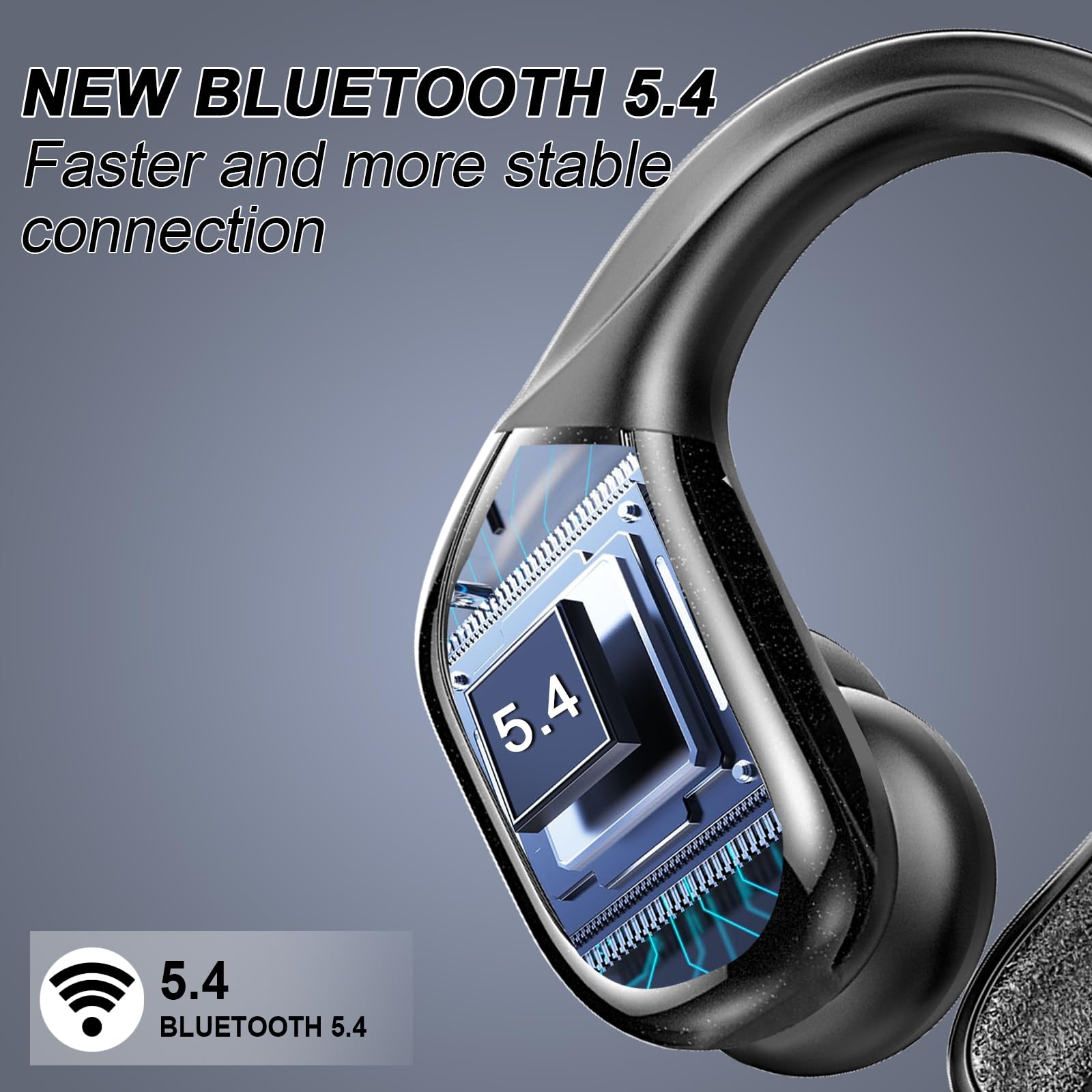 2024 Wireless Bluetooth 5.4 Sports Earbuds - 75H Playtime, 4 ENC Mic, Noise Cancelling Over-Ear Headphones with Earhooks, IP7 Waterproof - Perfect for Running, Workouts & Gym Sessions