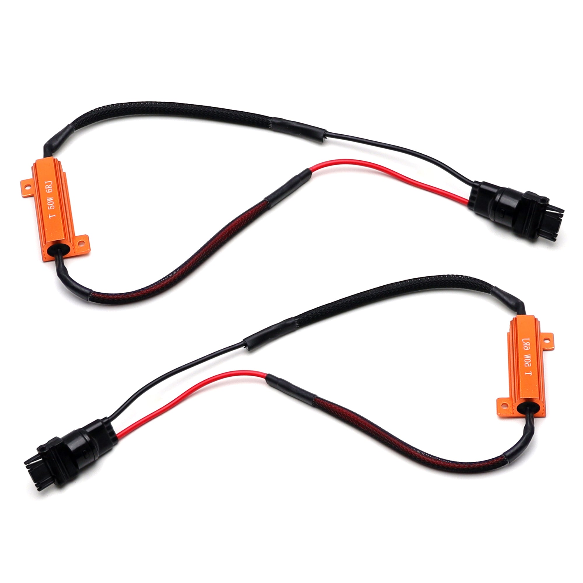50W 6 Ohm Load Resistors with Inline 3156 Male Connectors - LED Turn Signal Bypass Resistor Kit for Car, Truck, Motorcycle - Fix Hyper Flash & Bulb Out Warning Lights - Easy Installation for DIY Automotive Electrical Projects