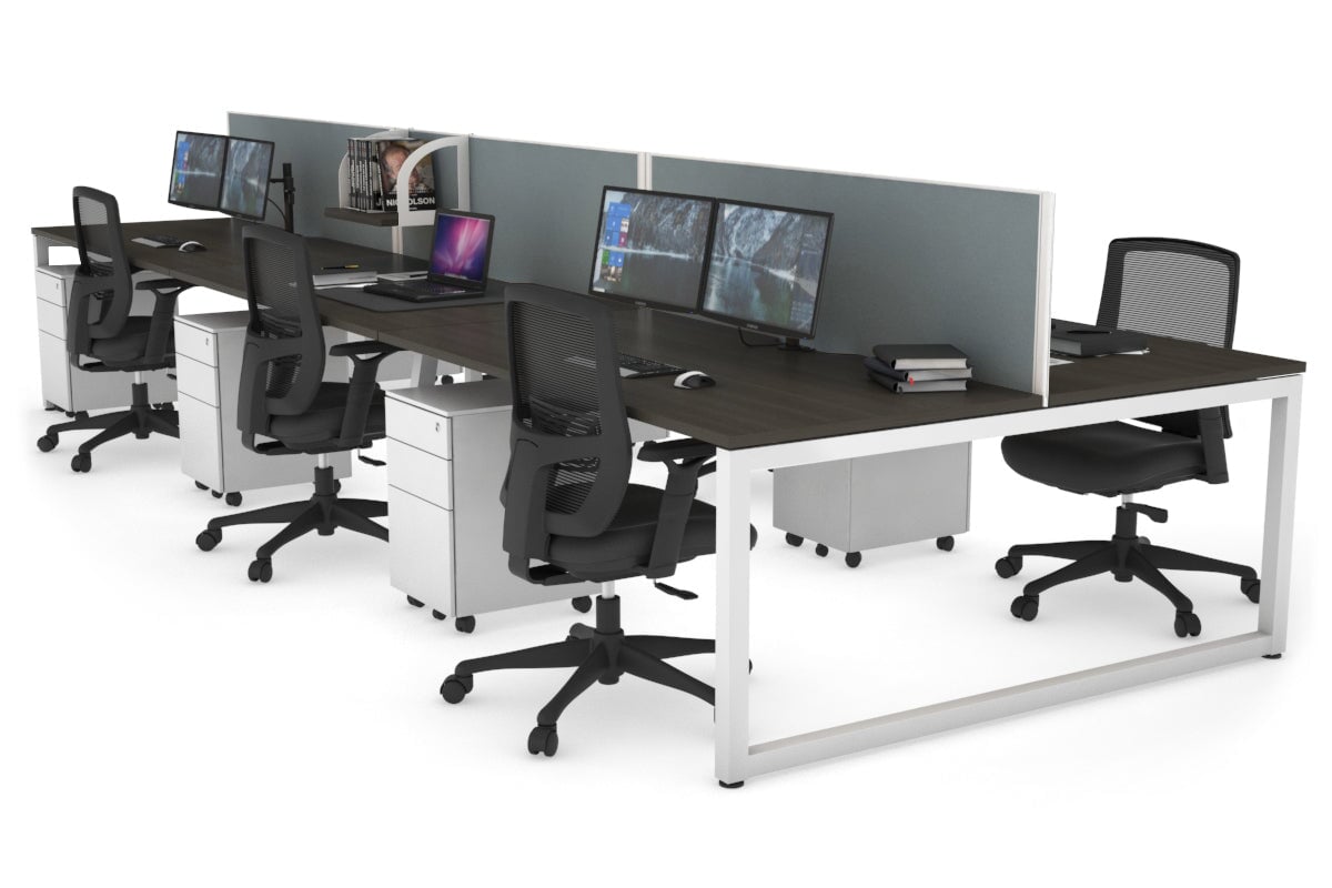 Quadro Loop Legs 6-Person Office Workstation - 1400L x 800W with Cable Management - Perfect for Open Office Layouts & Collaborative Workspaces