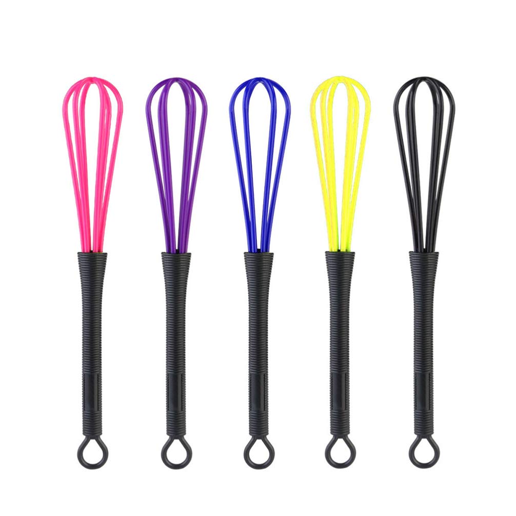 Zerodeko 5-in-1 Hand Mixer Set with Stand, Balloon Whisk & Coffee Stirrer - Professional Salon & Kitchen Blender for Baking, Cooking, Hair Dye Mixing - Perfect for Home Baker, Barista & Hair Stylist (Random Color)
