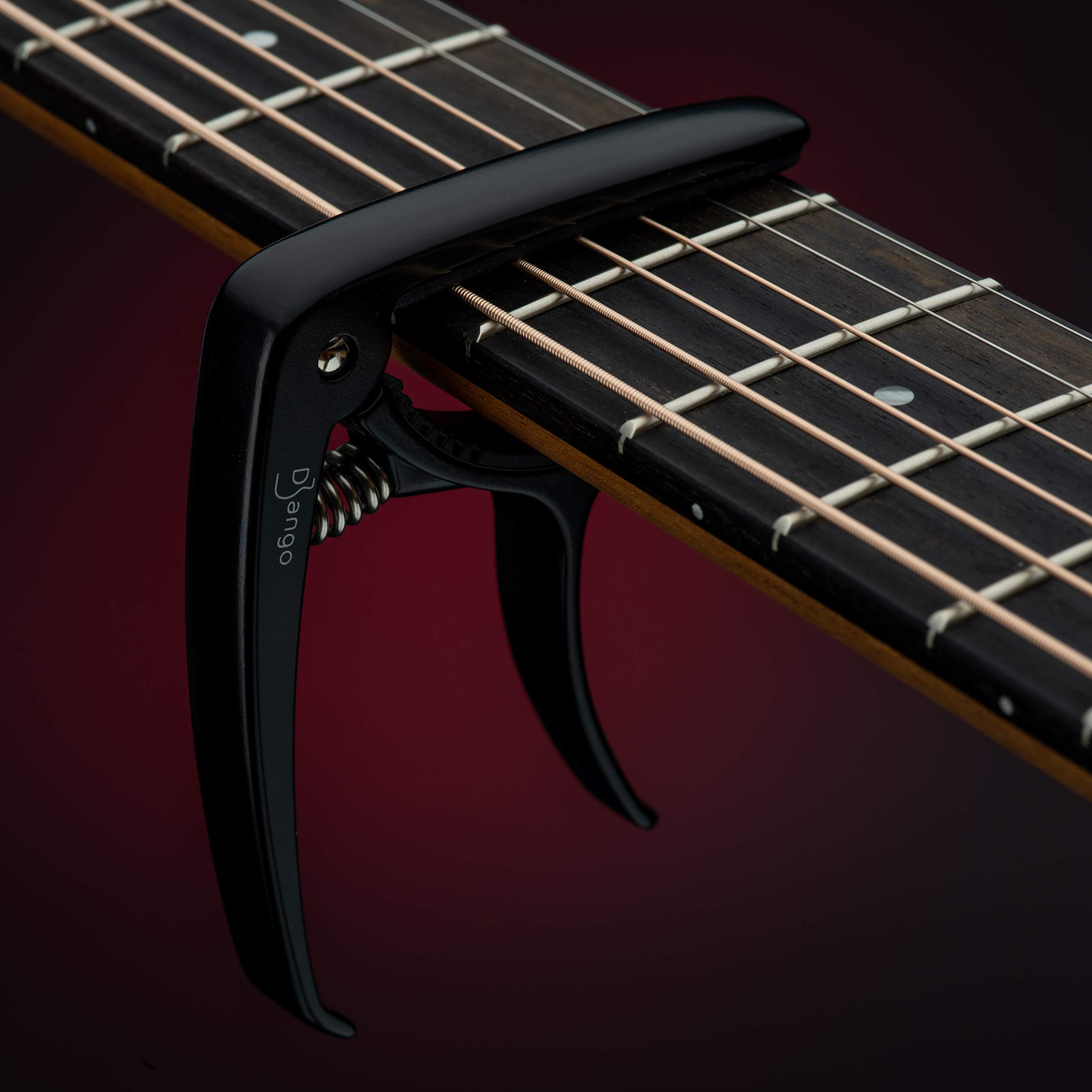 Django Guitar Capo by Pick Geek - Premium Quick-Release Capo for Acoustic, Electric, Ukulele & Classical Guitars - Black with Extra Padding & Peg Puller - Perfect for String Changing & Neck Protection - Ideal for Live Performances, Studio Recording & Practice Sessions