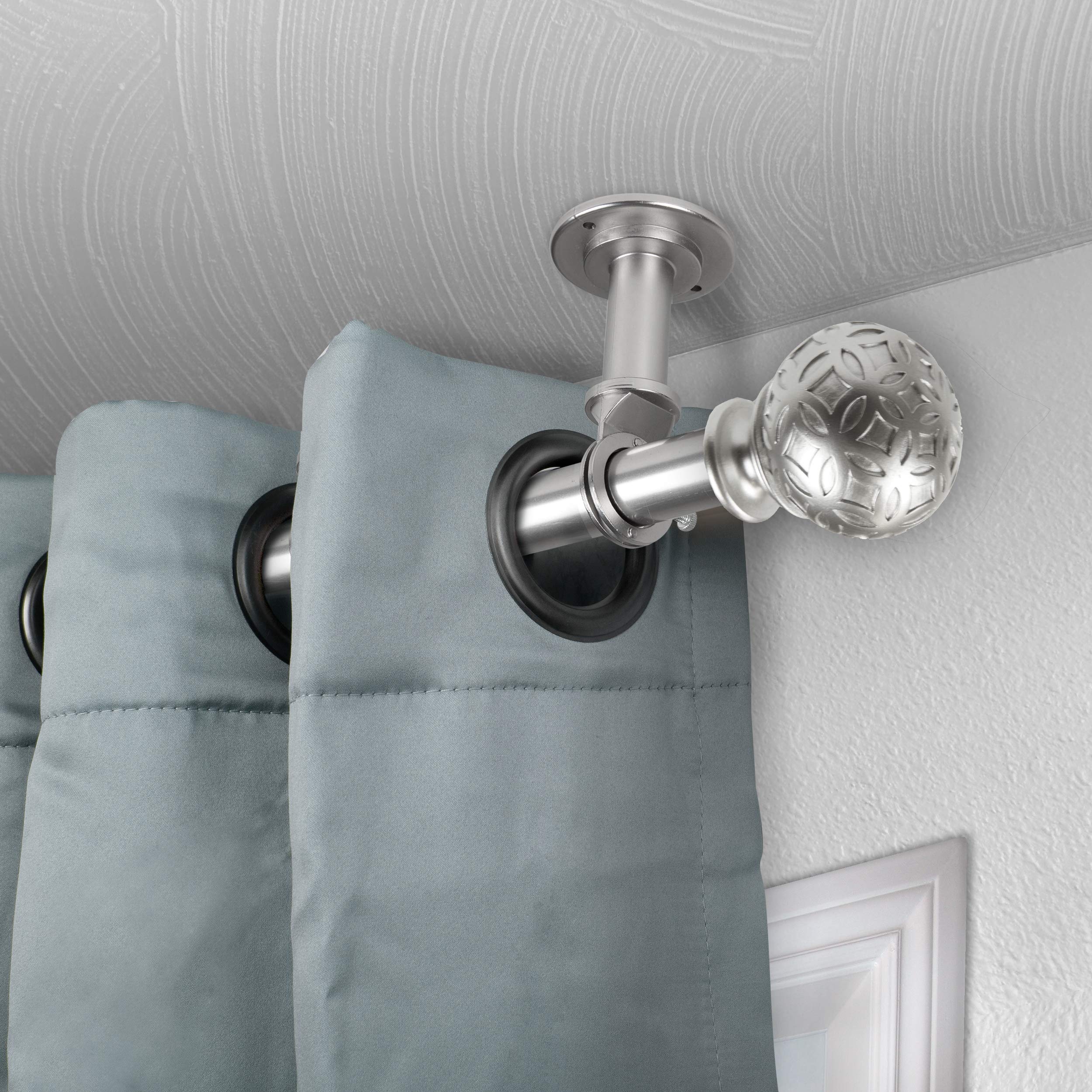 Rod Desyne Odelia 1-Inch Ceiling Curtain Rod & Room Divider - Adjustable 160 to 240 Inches - Satin Nickel Finish - Perfect for Large Windows, Room Dividers, and Open Space Decor