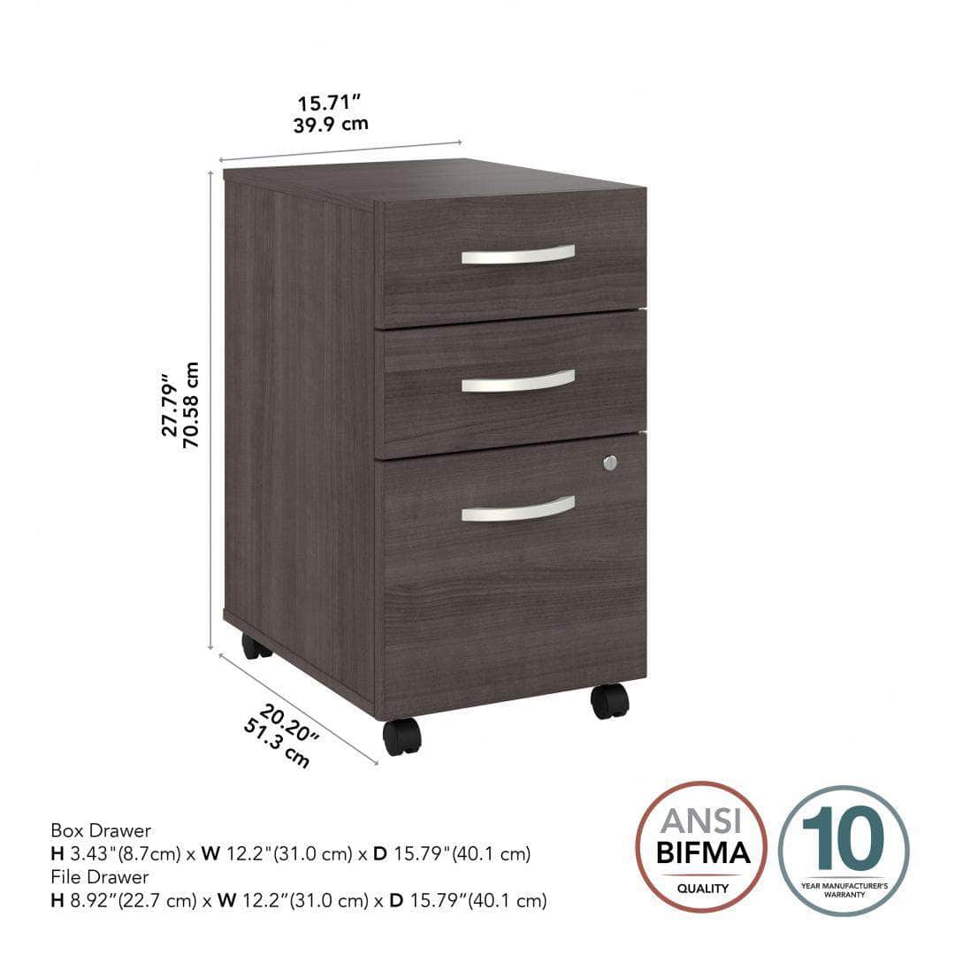 Zaniah 3-Drawer Mobile File Cabinet with Locking Wheels - Black, White, Gray (3 Colors) - Perfect for Office, Home, or School Organization and Document Storage