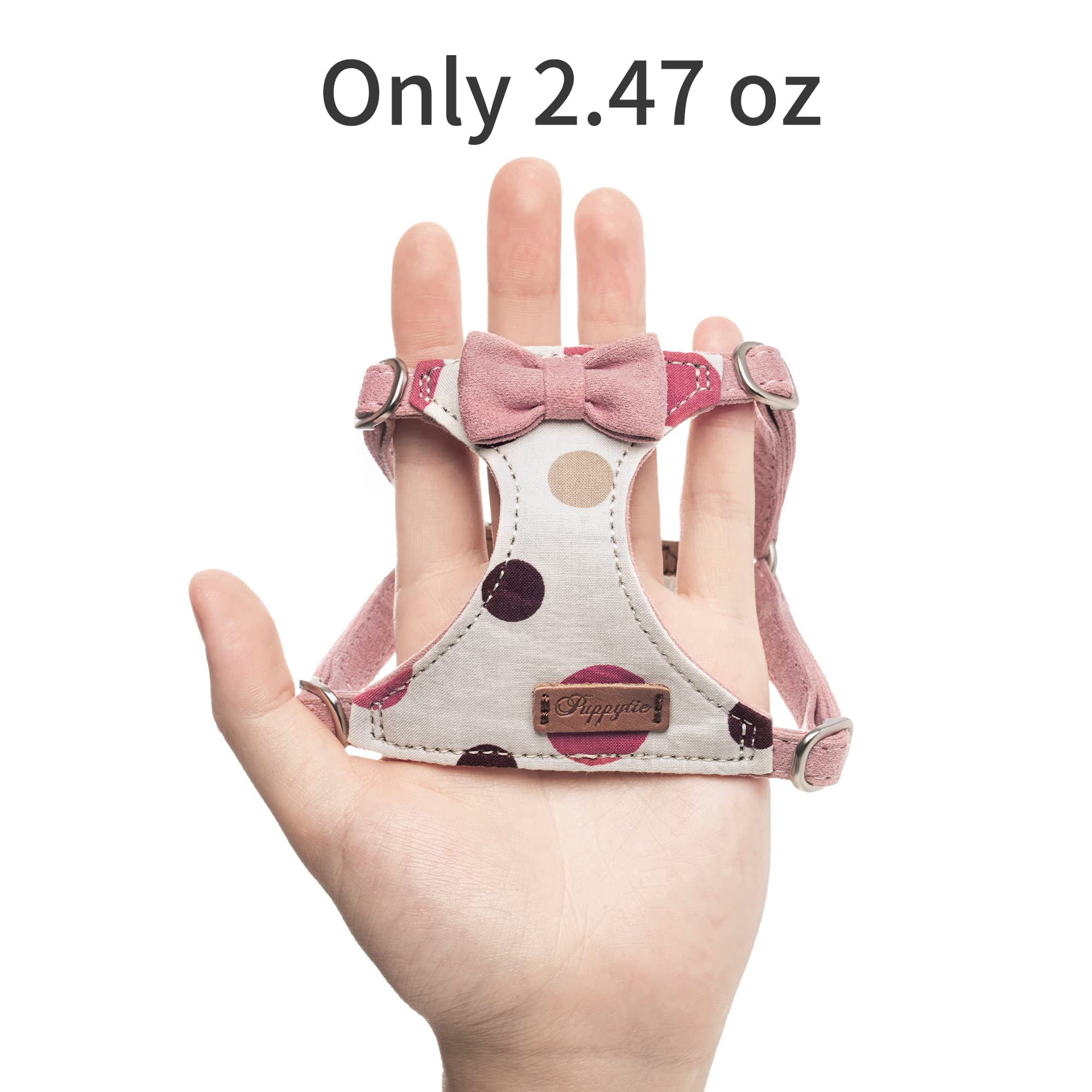 No Pull Small Dog Harness with Adjustable Leash - Lightweight Escape Proof Pet Vest for Puppies - Soft Breathable Polka Dot Design (Taro Purple) - Perfect for Walking, Training & Outdoor Adventures