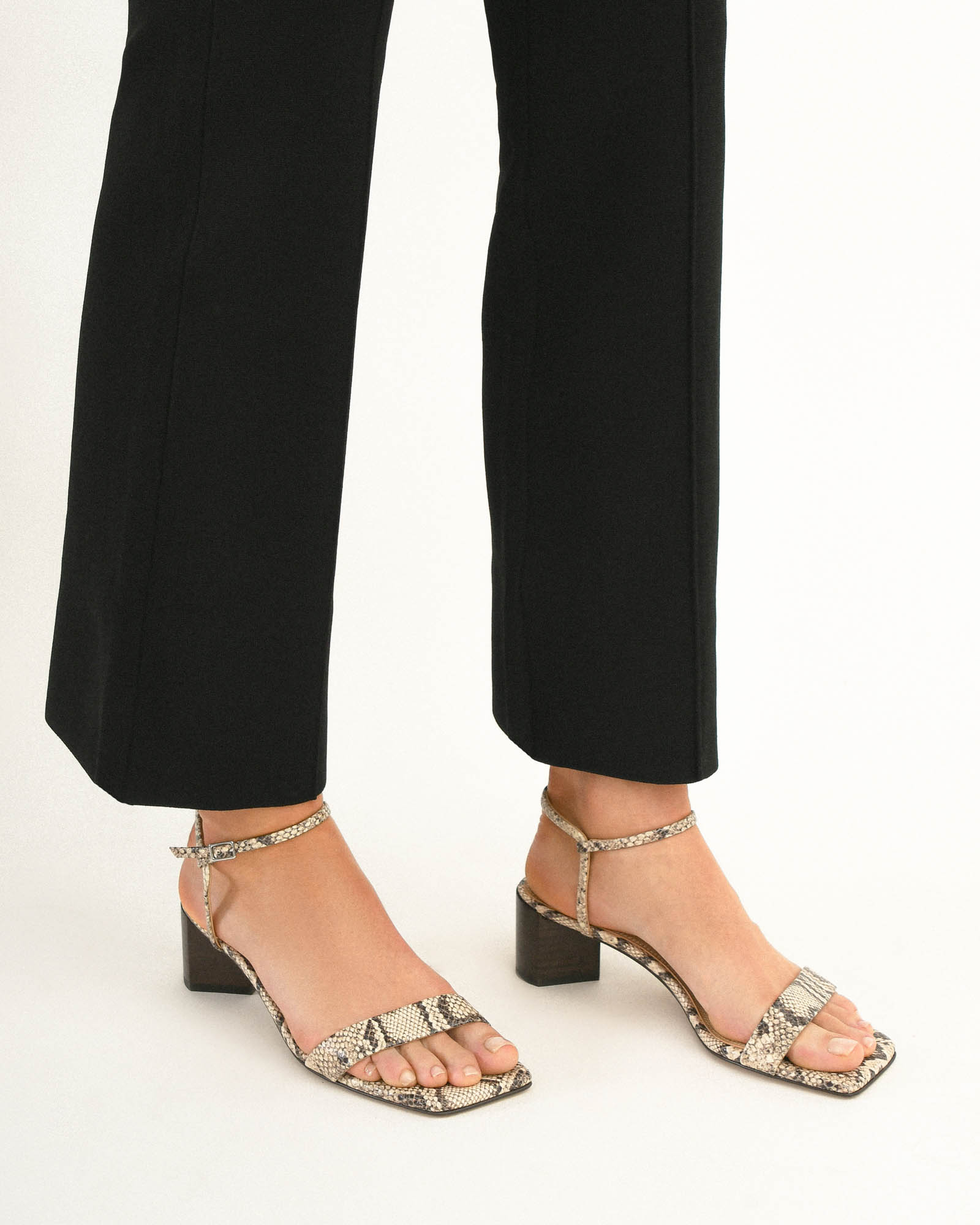HELEN Mid-Heel Sandals - Natural Snake Print Leather Women's Shoes for Summer, Beach & Casual Outfits