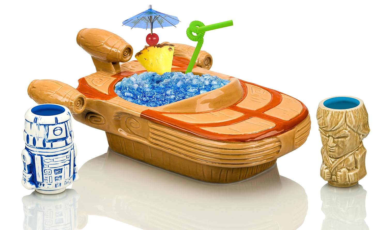 **Star Wars Landspeeder Punch Bowl Set with Luke & R2-D2 Mini Mugs – Official Lucasfilm Tiki Drinkware | Tropical Cocktail Glasses for Home Bar, Parties & Themed Events**