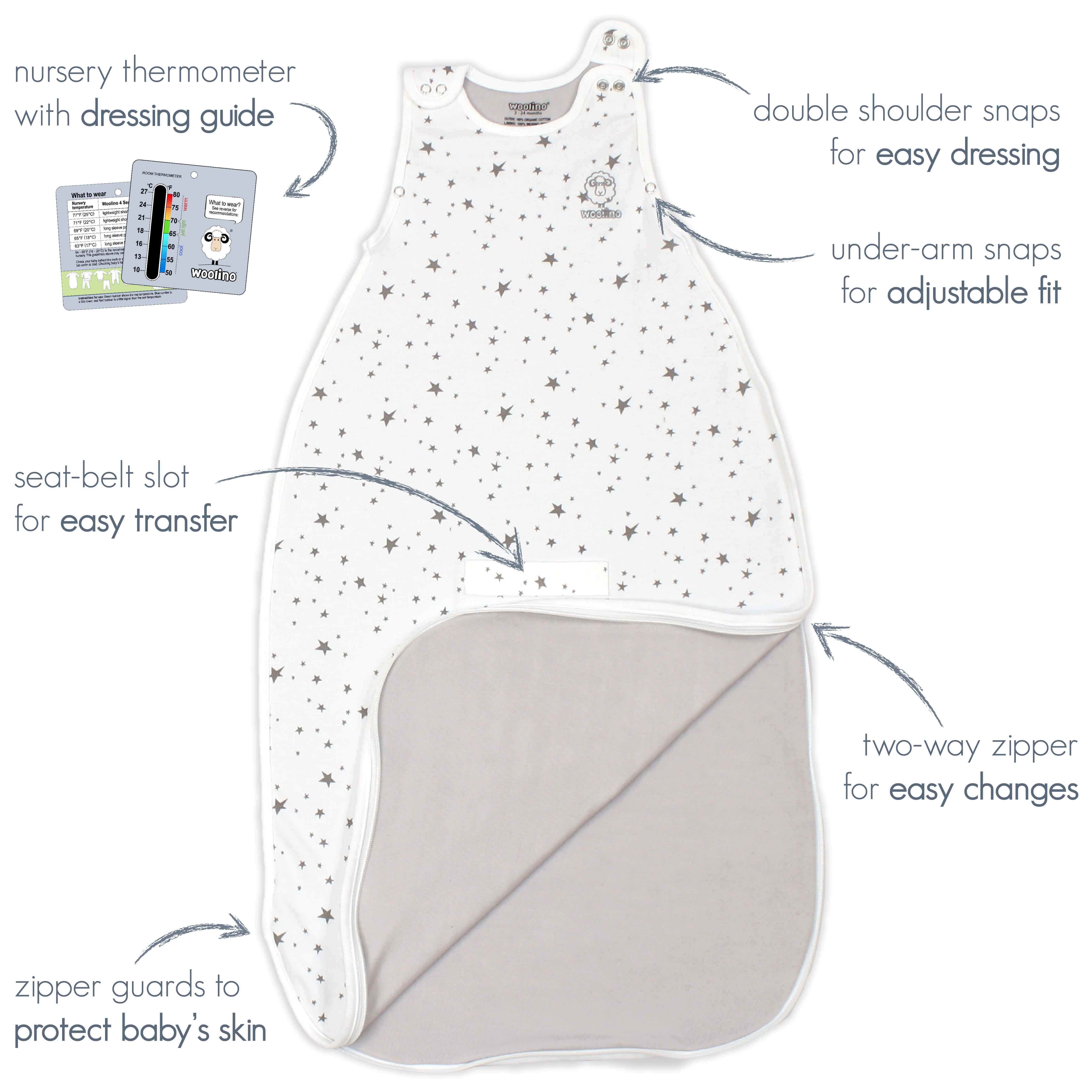 4 Season Baby Sleep Sack - Merino Wool & Organic Cotton for Infants 2 Months to 2 Years - Soft & Breathable Strawberry Design - Perfect for Nursery, Daycare & Travel