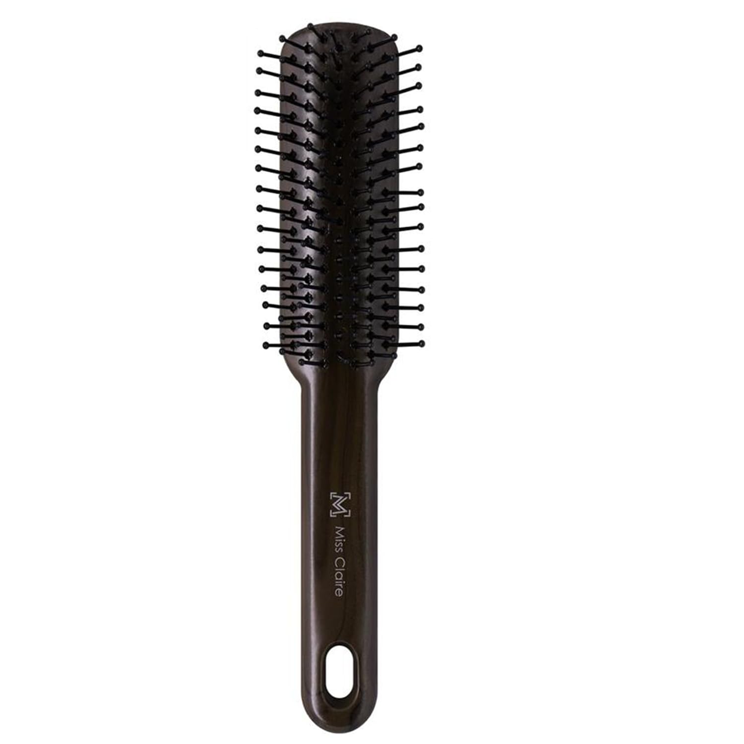 Miss Claire Professional Wooden Flat Hair Brush with Ball Tip Nylon Bristles - Smooth Detangling & Styling for Men & Women - Perfect for Daily Hair Care & Salon Use (Black, V1883F)