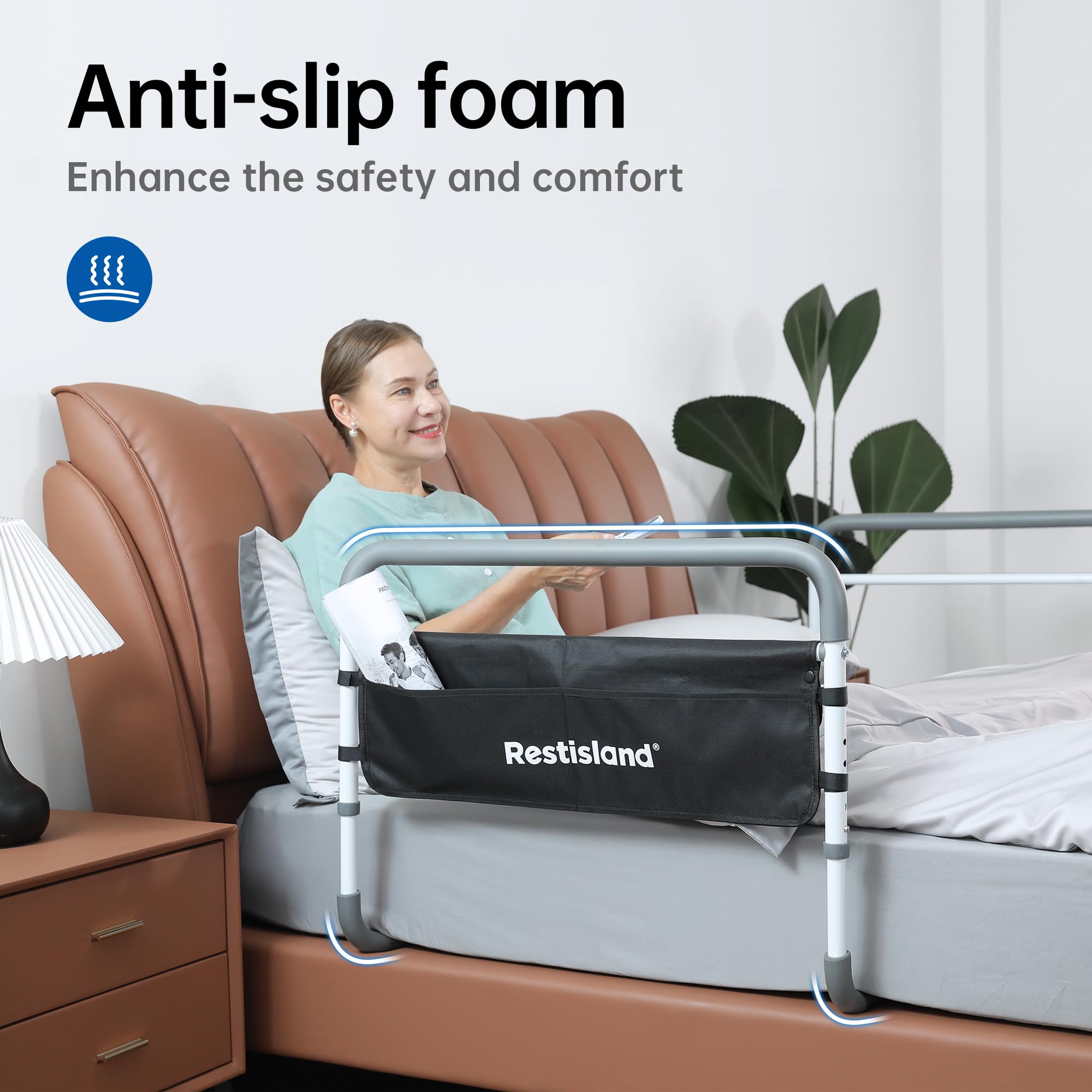 Adjustable Dual Bed Side Hand Rail - Medical Assistive Device for Elderly & Adults - Fits Queen, Full & Twin Beds - Home Safety & Fall Prevention Aid for Seniors - Perfect for Hospital, Nursing Home & Bedroom Use