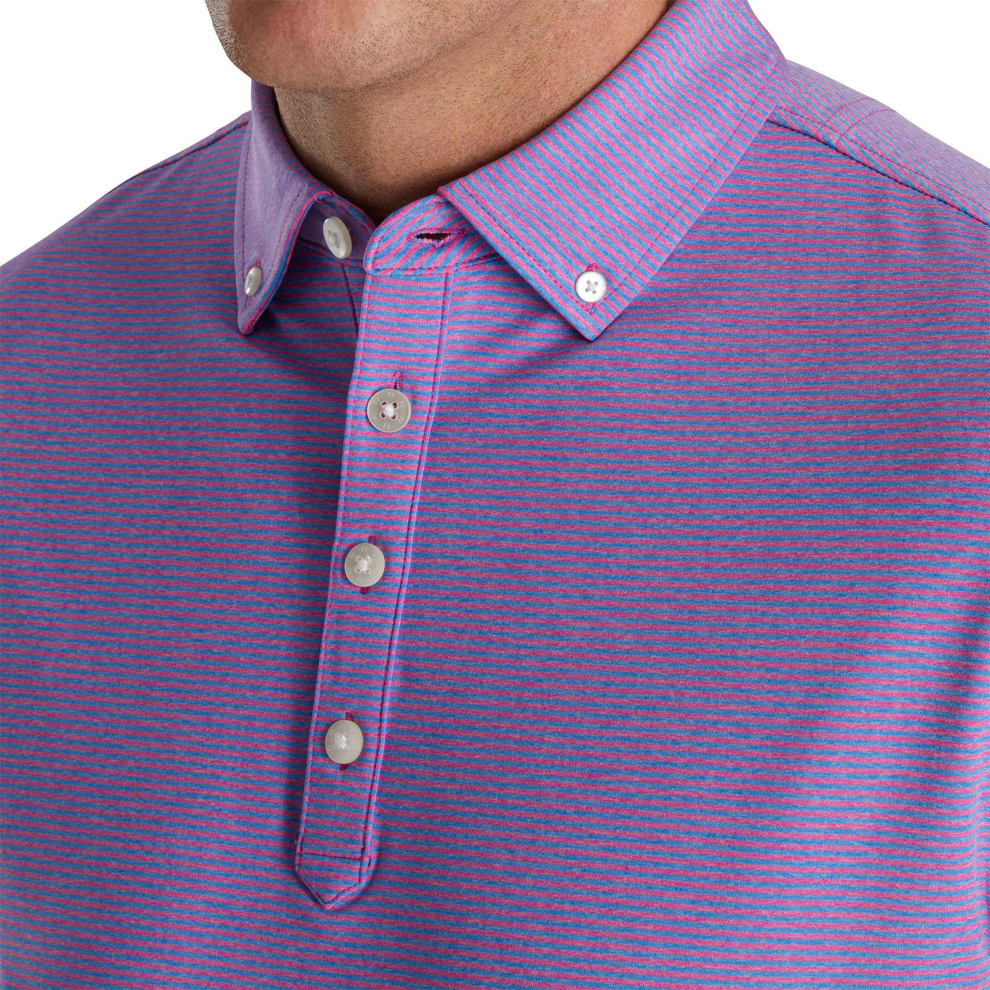 FootJoy Men's Feeder Stripe Lisle Heather Pink Golf Polo Shirt - Breathable, Moisture-Wicking Performance Top for Golf & Casual Wear