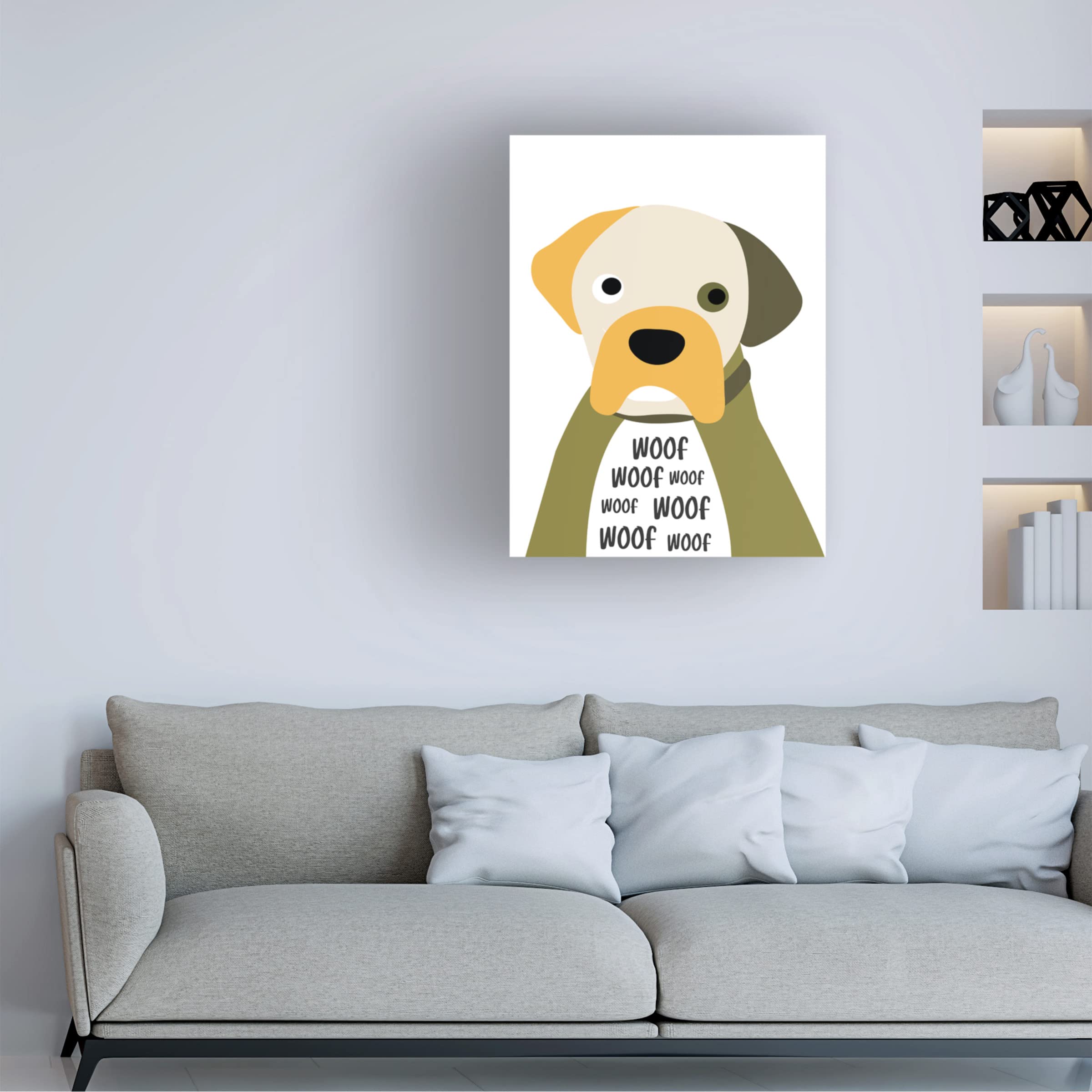 Trademark Fine Art 'Woof' Canvas Art by Ayse - Dog Lover Home Decor for Living Room, Bedroom & Office