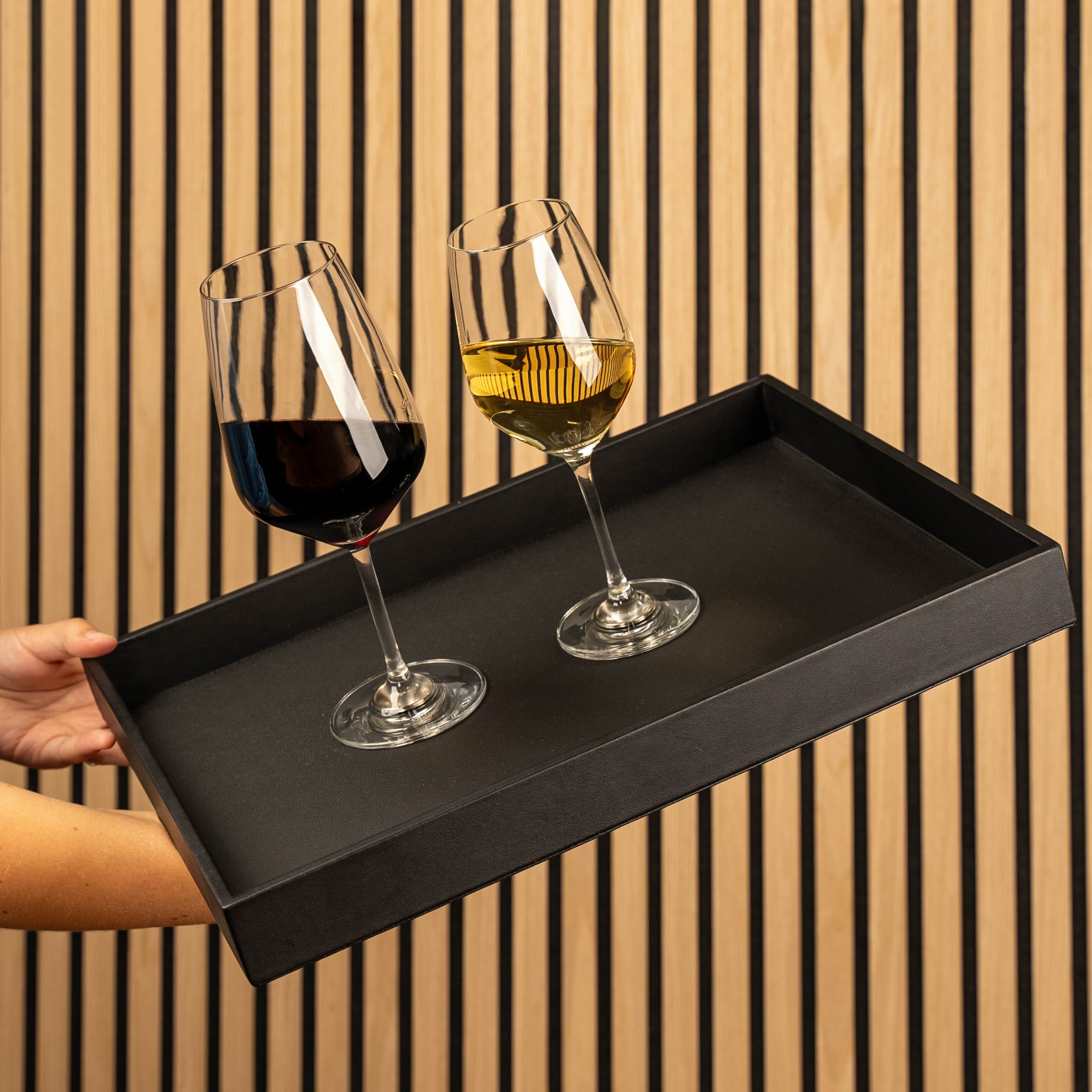 Metal Tray in Leather Look - Black | Stylish Serving Tray for Dining, Coffee Table Decor & Gift Ideas