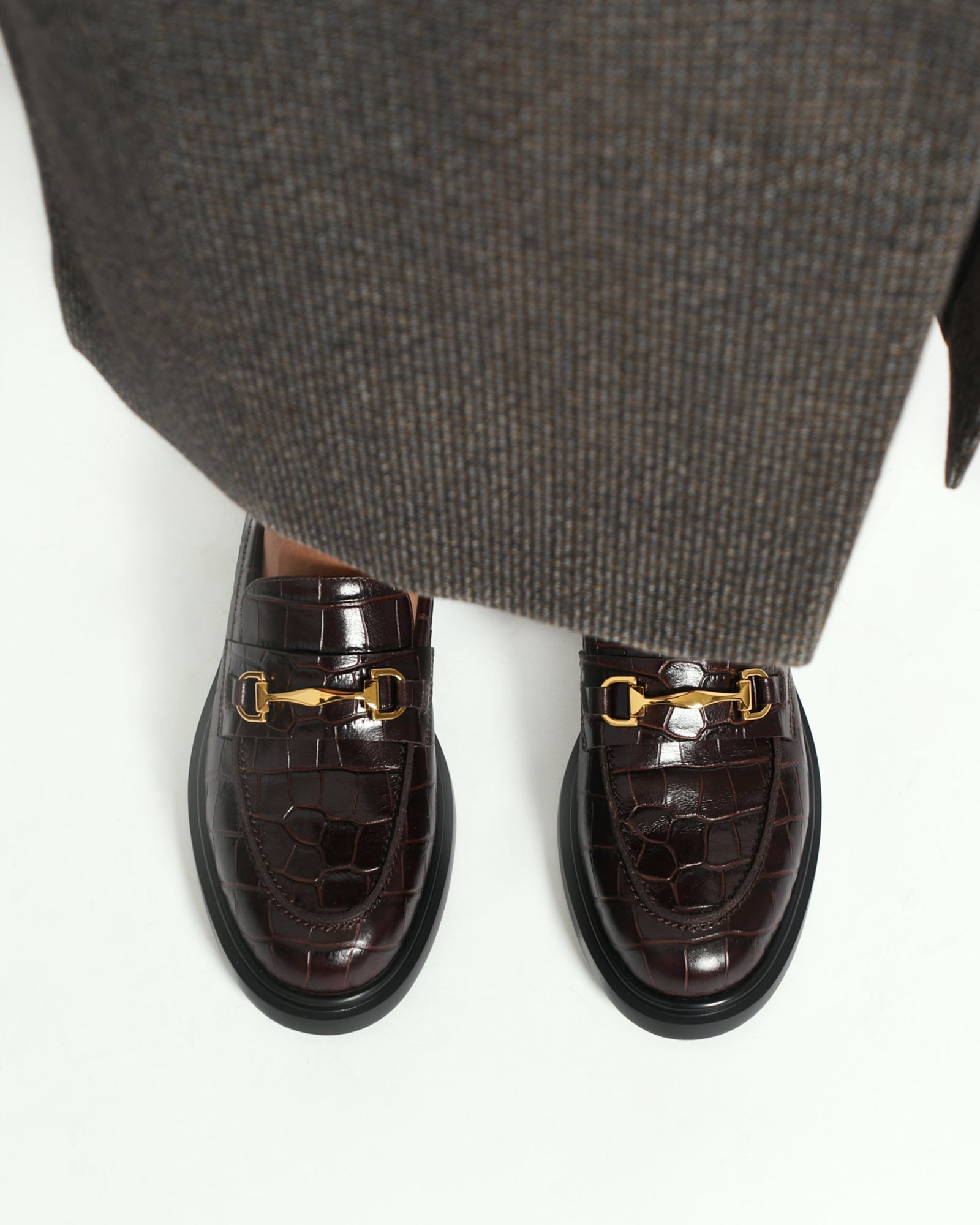 Julio Genuine Leather Loafers for Men - Chocolate Brown Crocodile Embossed Slip-On Shoes - Comfortable & Stylish for Business, Casual, and Office Wear