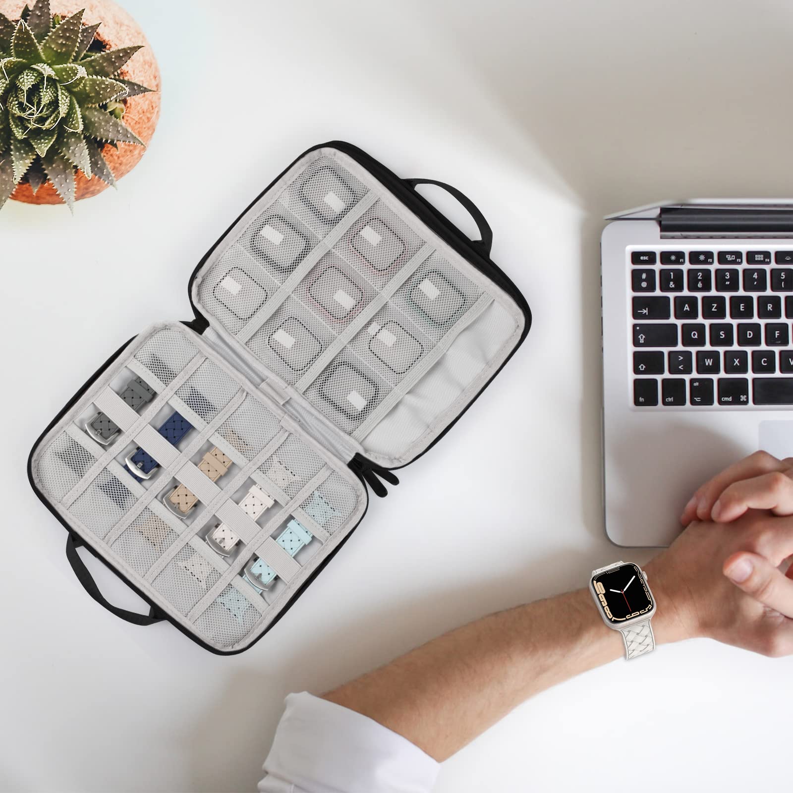 Premium Watch Band Organizer Case - Compatible with Apple Watch, Holds 24 Straps, Durable Storage Bag for Watch Accessories - Perfect for Travel, Home & Office Organization