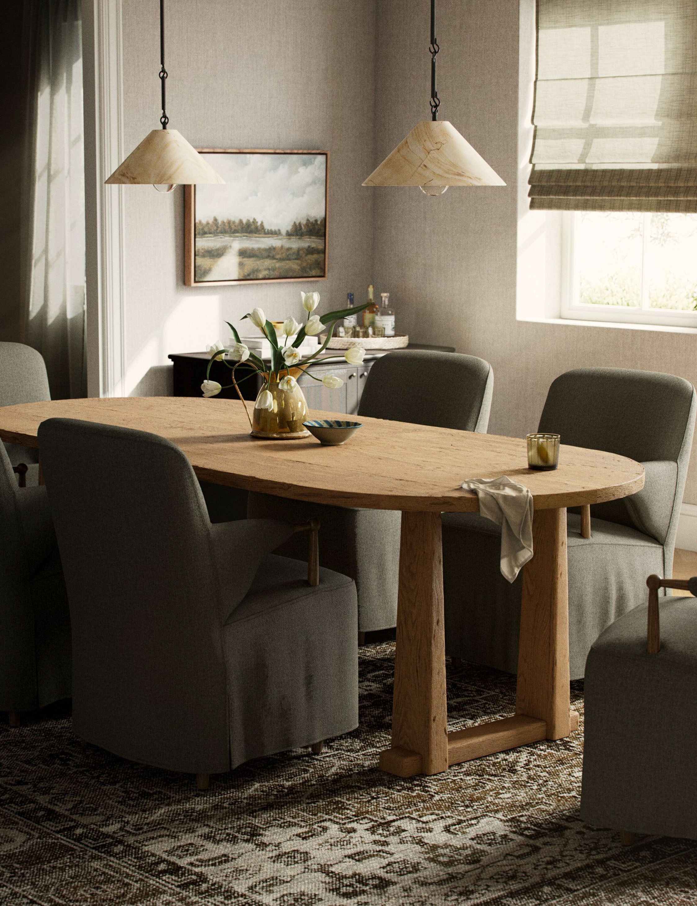 Ayla Dining Table by Amber Lewis x Four Hands - Modern Farmhouse Dining Table for Kitchen & Dining Room - Perfect for Family Gatherings & Entertaining Guests