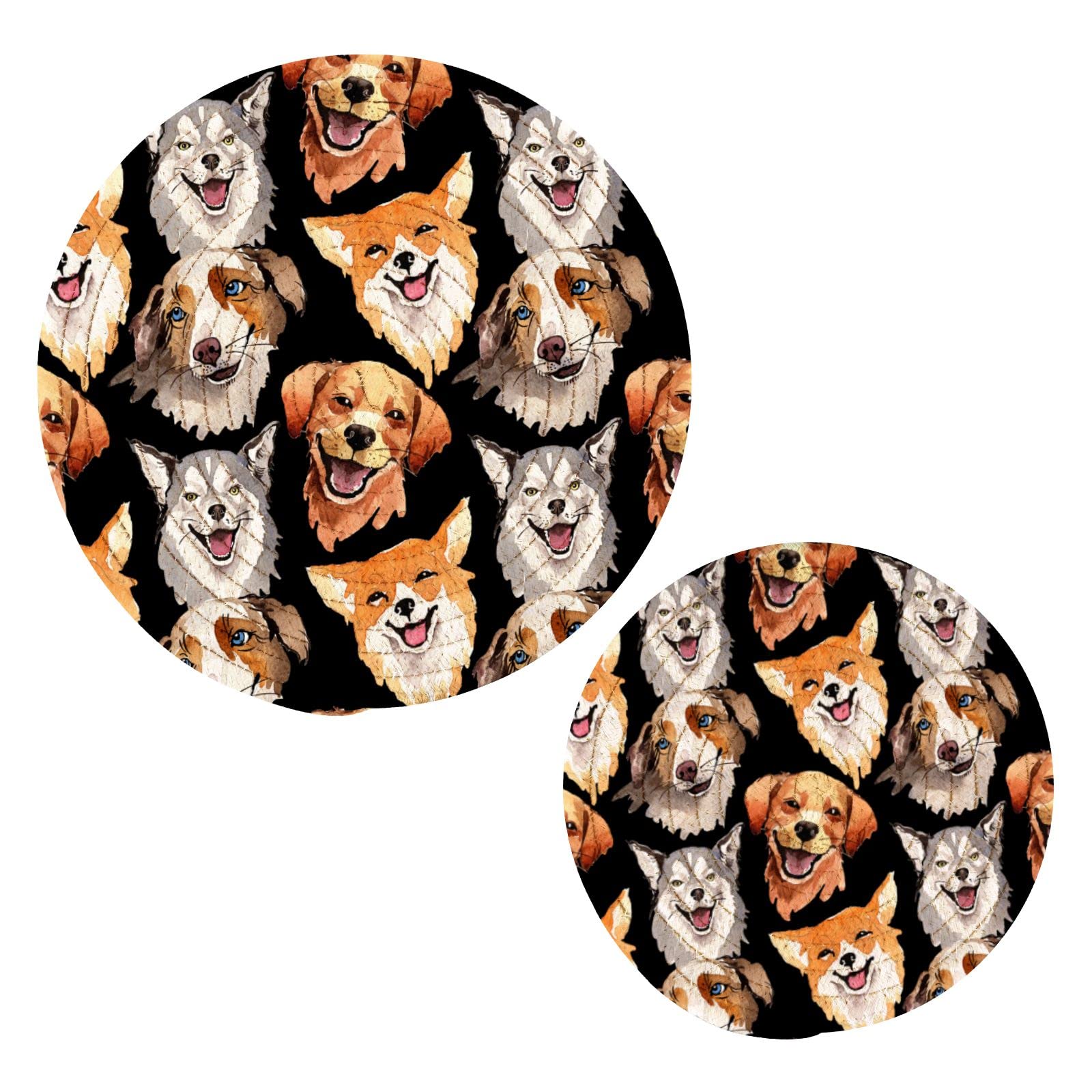 Cute Corgi Husky Pot Holders Set - 2PC Heat Resistant Coasters for Kitchen & Dining