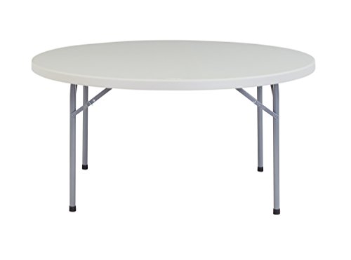 NPS BT60R 60 Inch Heavy Duty Round Folding Table - Gray | Commercial Grade Portable Table for Events, Parties, Banquets & Outdoor Gatherings