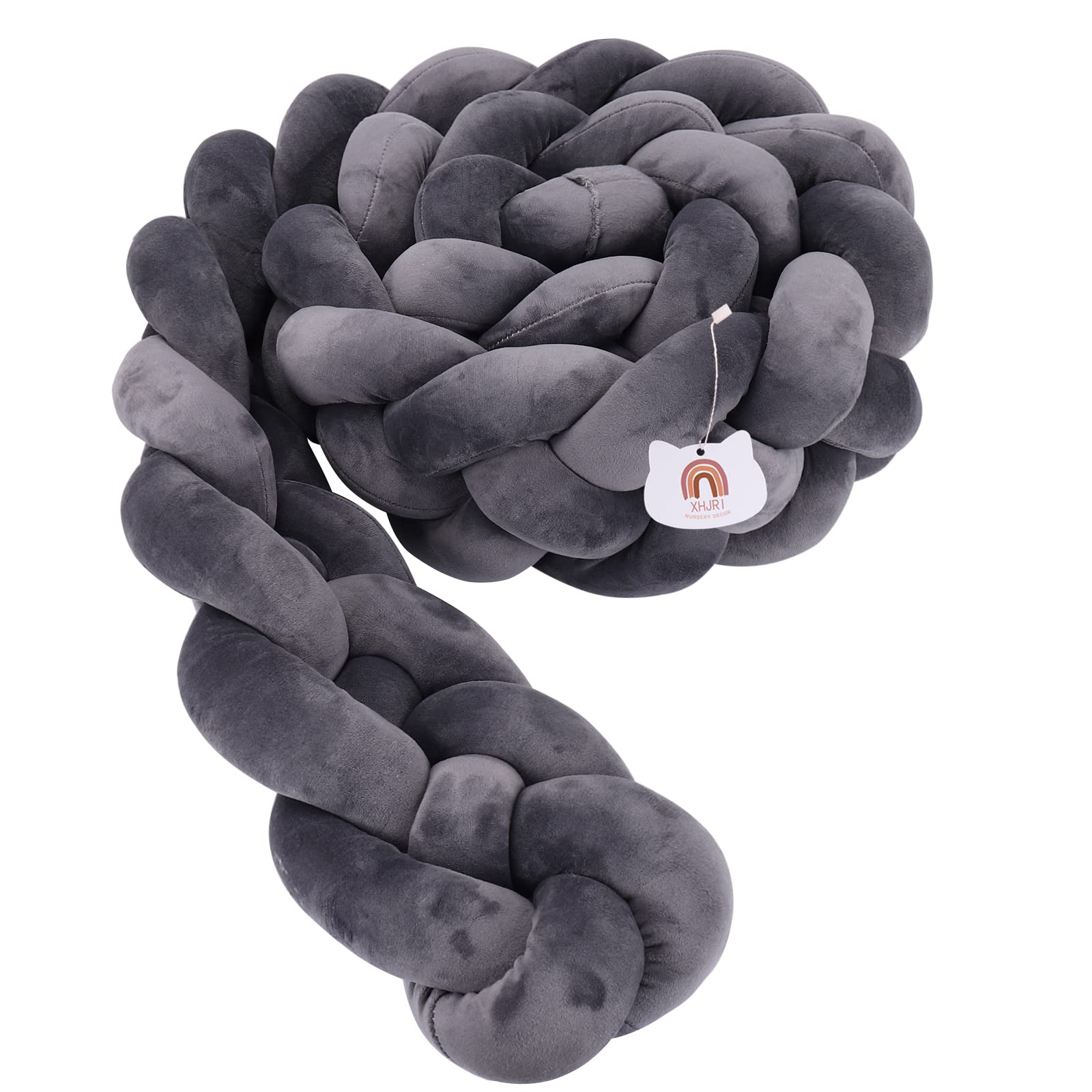 4 Strand Hand Woven Knotted Throw Pillow - Decorative Cushion for Sofa, Bed & Home Decor - Plush Gap Filling Pillow (Dark Grey, 118 inch) - Perfect for Living Room, Bedroom & Cozy Spaces