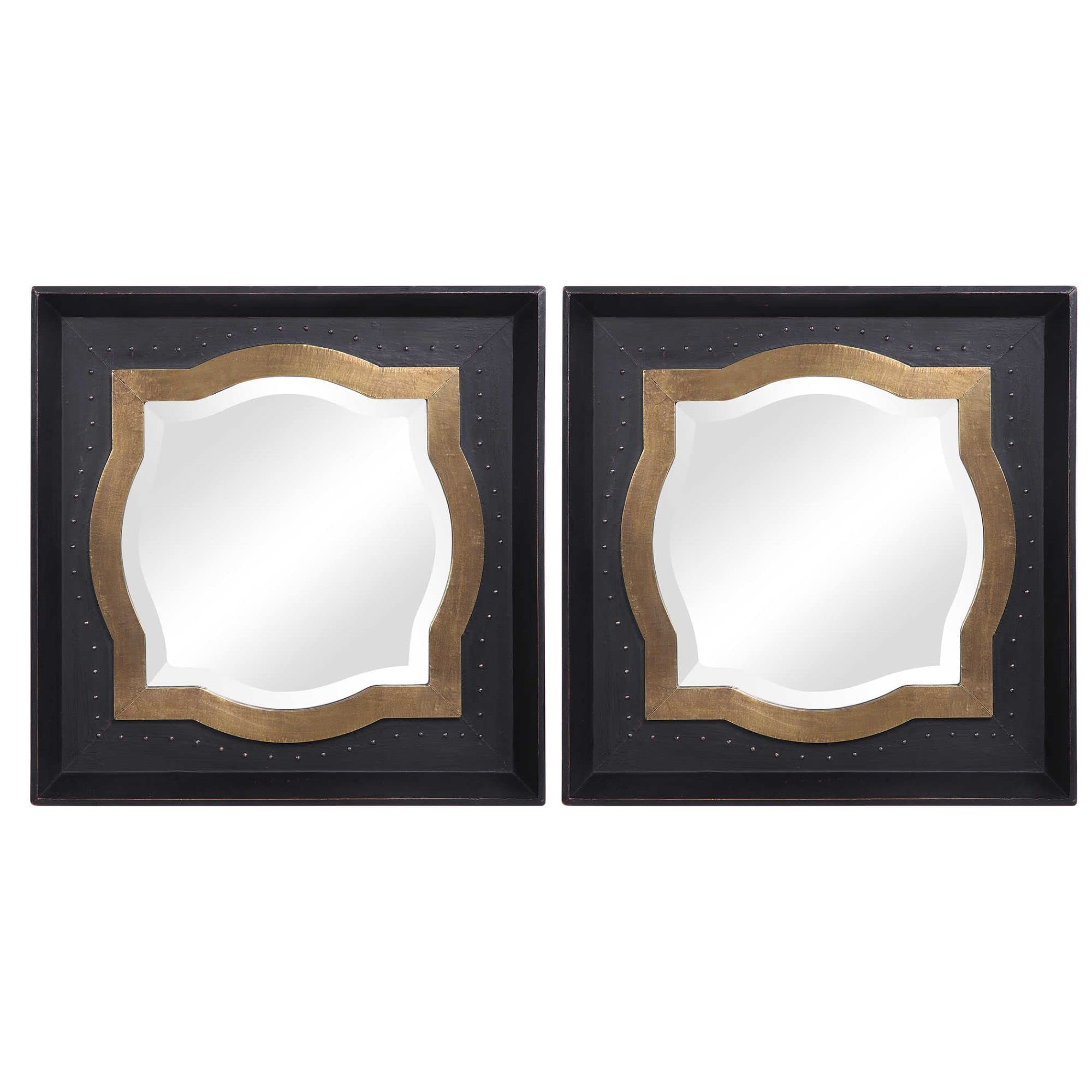 Modern Black & Clear Moroccan Square Wall Mirrors (Set of 2) - 14