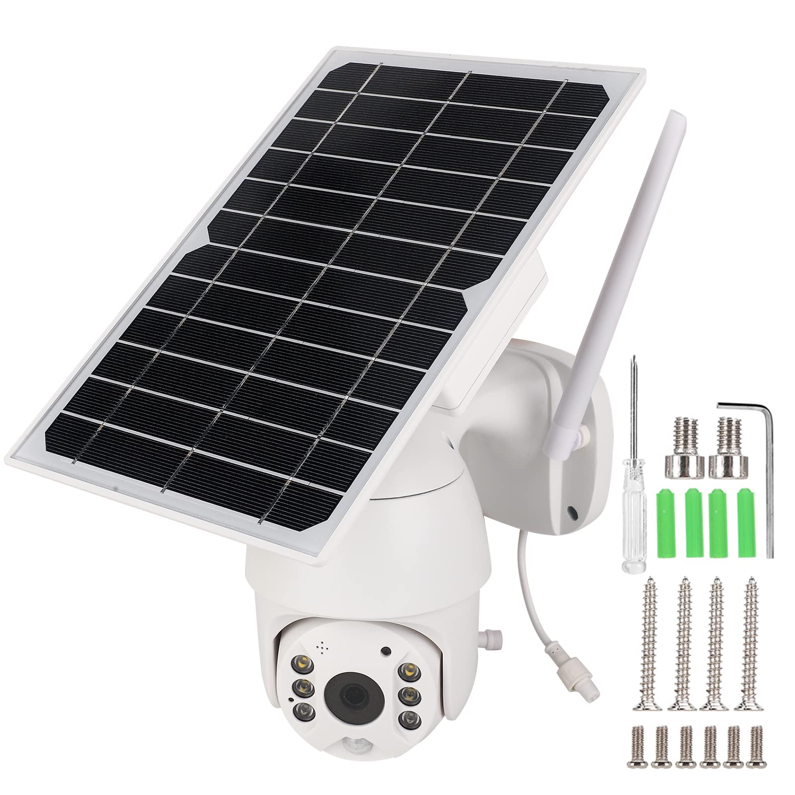 Pilipane Waterproof Wireless PTZ Security Camera with Solar Power - WiFi Night Vision Outdoor Surveillance System for Home, Business & Property Protection
