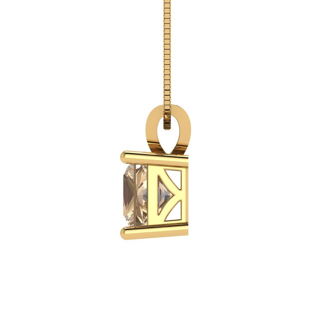 1.0ct Princess Cut Yellow Moissanite Necklace - 14K Gold Chain for Gifts & Parties