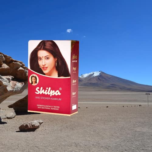 SB HERBAL Shilpa Vive Kumkum Sticker - Dermatologically Tested, Anti-Bacterial Adhesive - Deep Red (6 Stickers per Box) - Perfect for Festivals, Pooja Rituals & Traditional Indian Makeup Looks