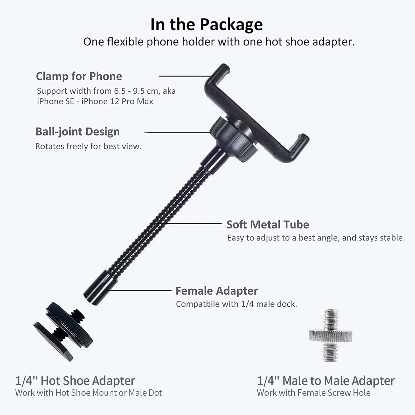 2-Pack Universal Phone Holder for Ring Light & Tripod Stand - 1/4