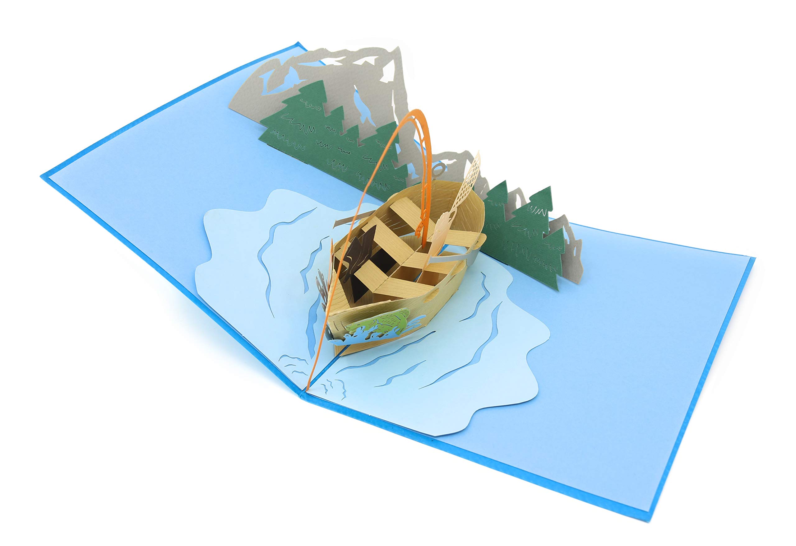 3D Pop Up Father's Day Card for Boaters - Fishing Trip Design for Dad, Husband, Son - Perfect for Birthdays & Retirement Gifts