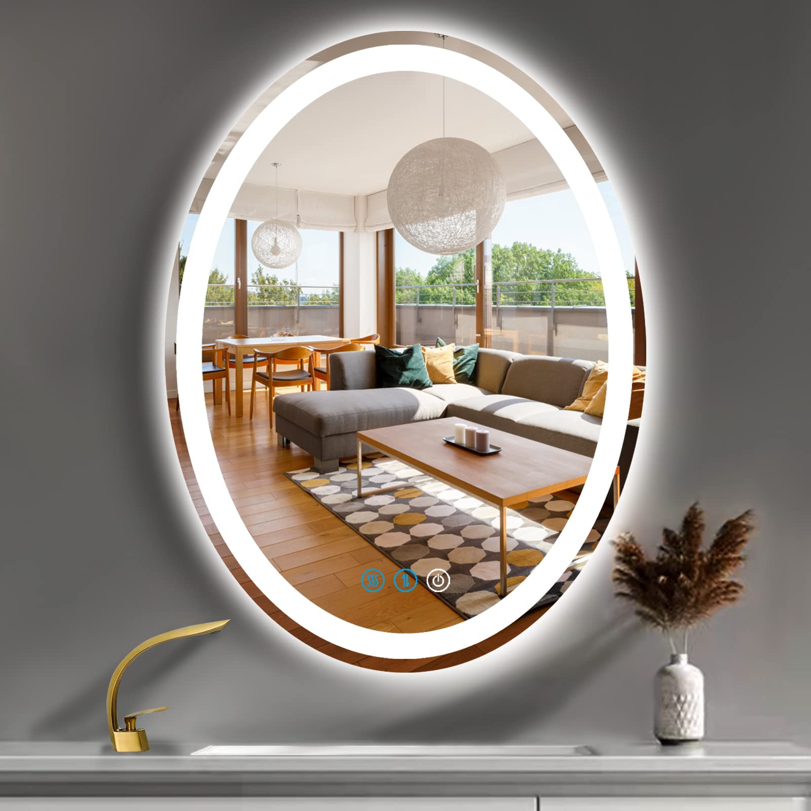DIDIDADA 30x20 Inch LED Bathroom Vanity Mirror with Anti-Fog & Dimmable Lights - 3 Color Temperature Adjustable Wall Mount Makeup Mirror for Bathroom, Bedroom, and Dressing Room