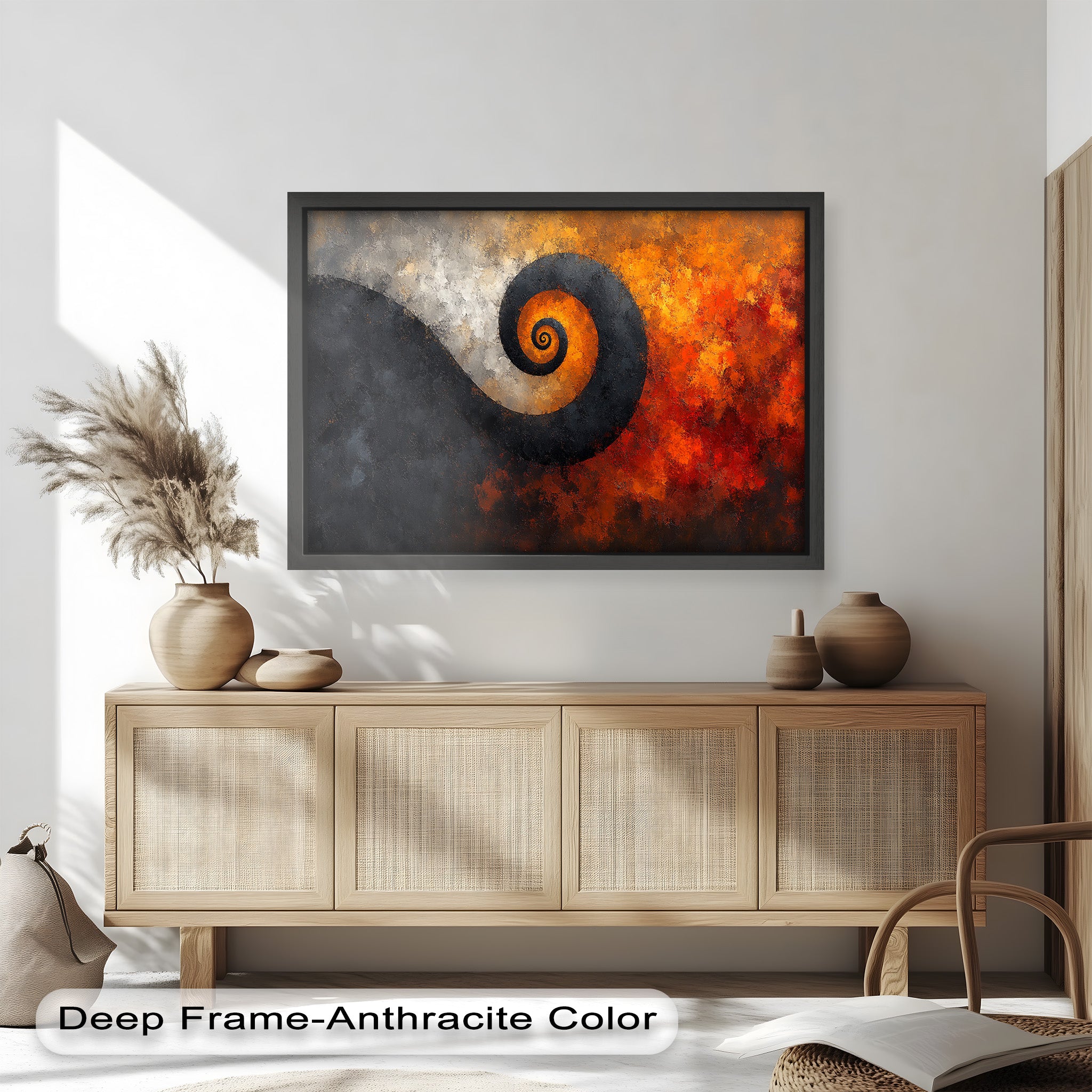 Autumn Swirl Abstract Spiral Oil Painting - Handmade Canvas Wall Art for Living Room, Bedroom & Office Decor