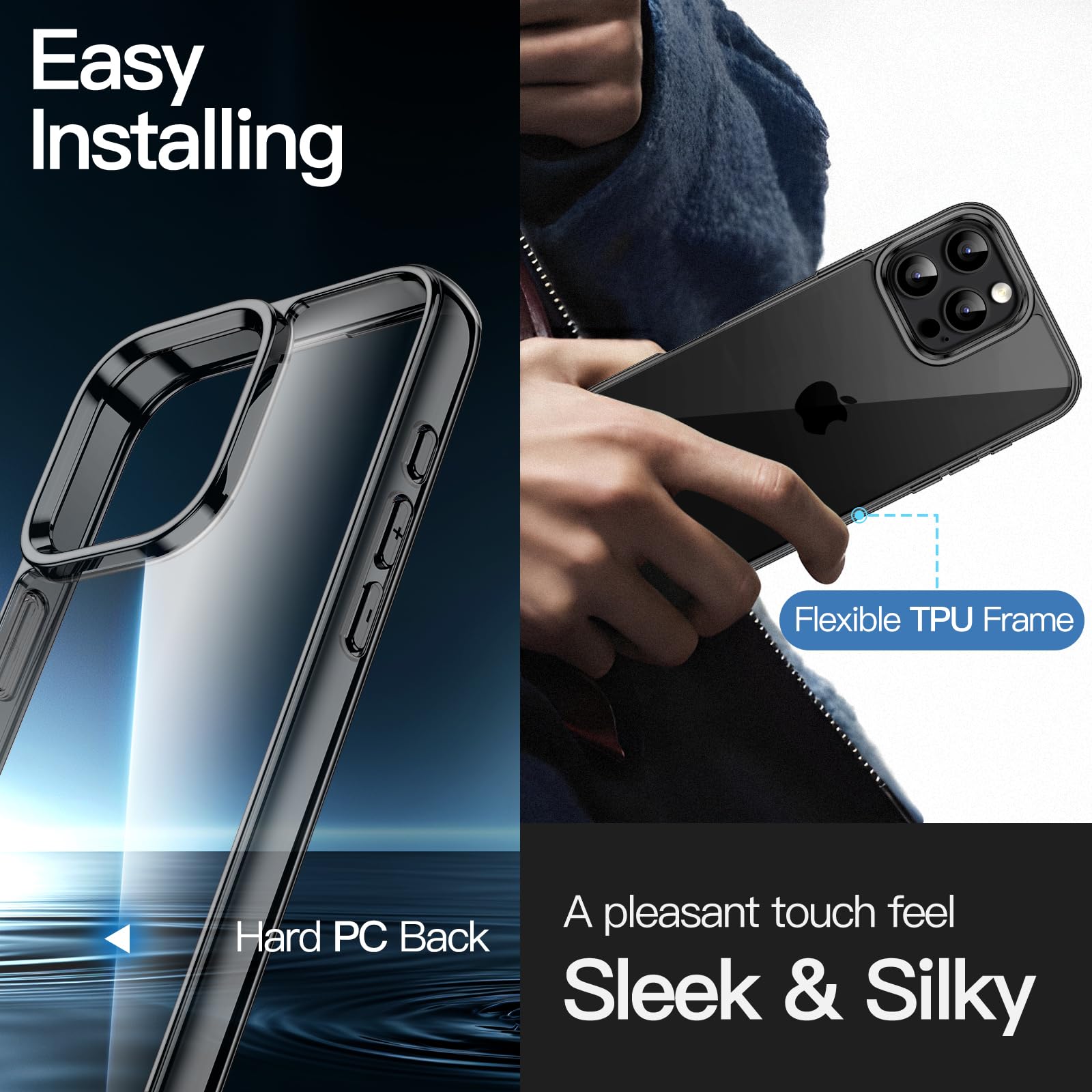JETech 5-in-1 Protective Case for iPhone 16 Pro 6.3-Inch with 2 Pack Tempered Glass Screen Protectors & Camera Lens Protectors - Shockproof Bumper Phone Cover, Anti-Yellowing (Black) - Perfect for Outdoor Activities, Travel & Daily Protection