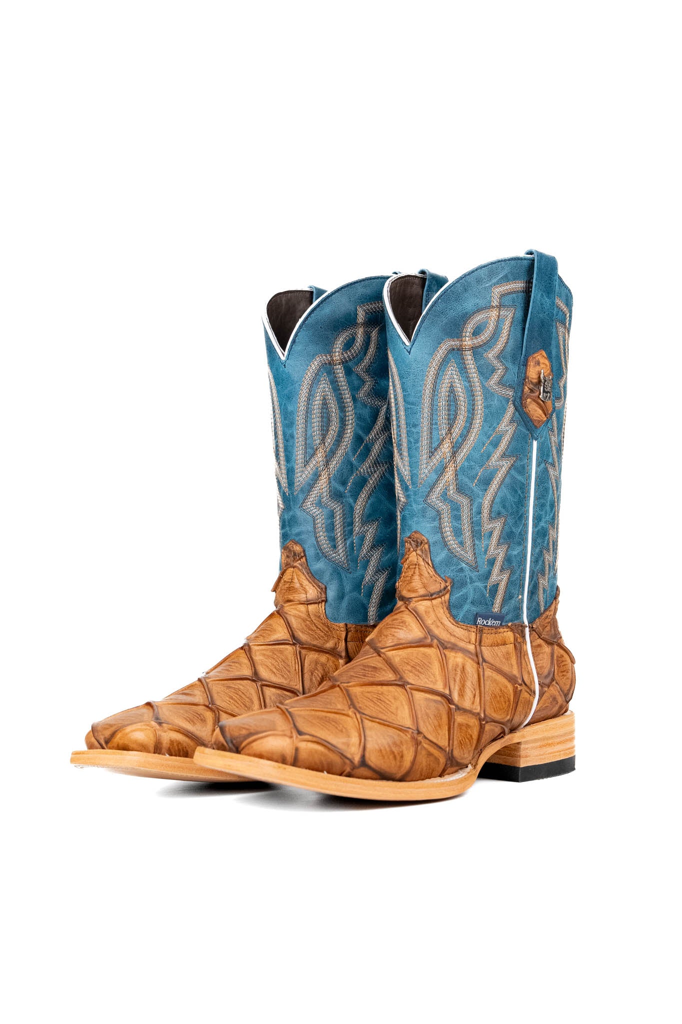 Renegade Big Bass Pirarucu Square Toe Cowboy Boots for Men - Western Style Leather Work Boots for Country Dancing, Rodeo & Outdoor Adventures