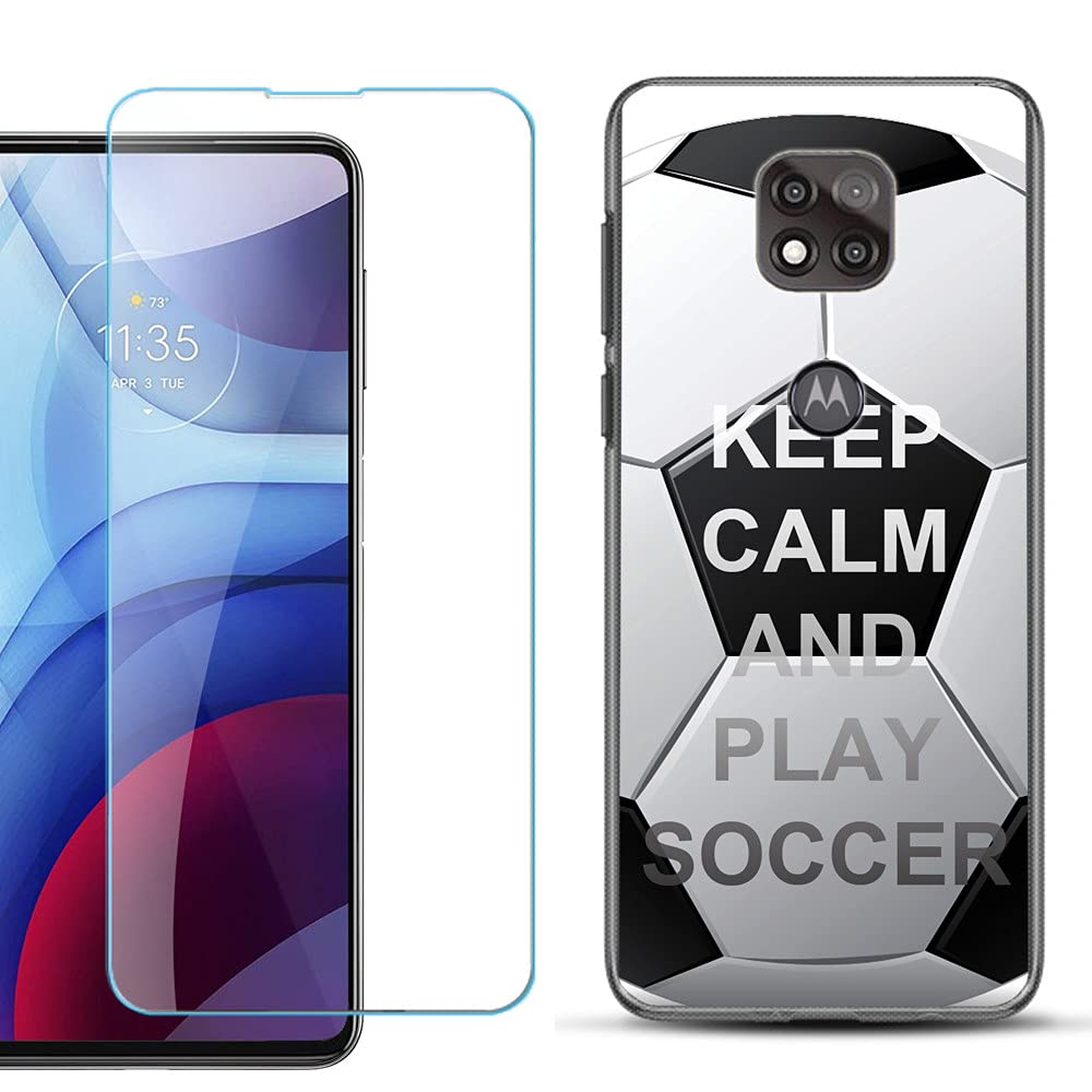 Slim TPU Case for Motorola Moto G Power 2021 with Screen Protector - Soccer Protection