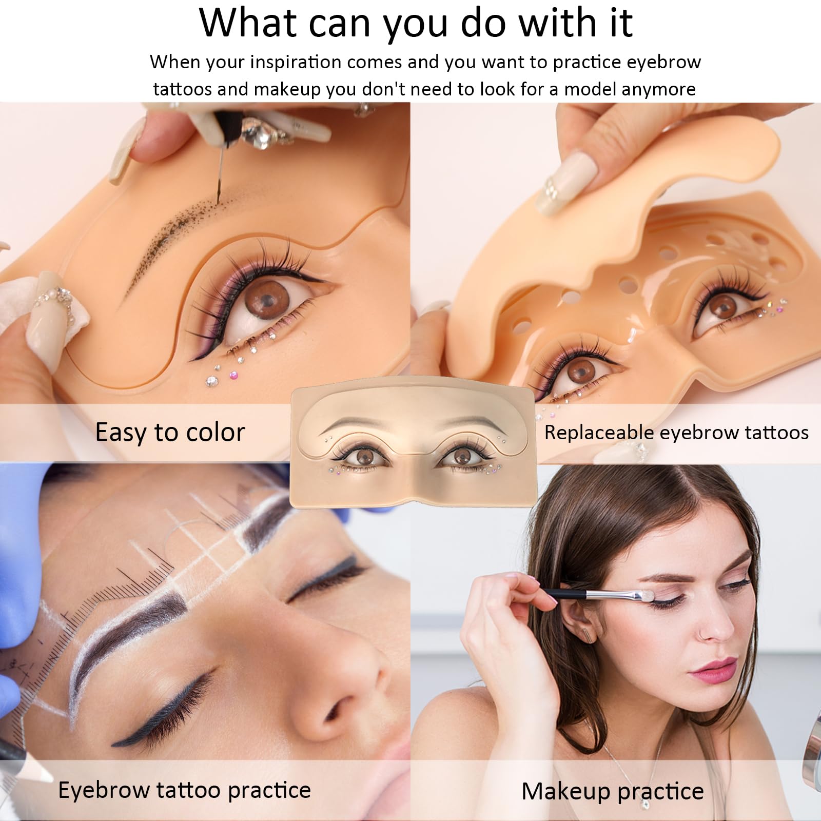 Permanent Eyebrow Tattoo Practice Skin - 6 Replaceable Silicone Sheets for Microblading & Microshading Training | Realistic Fake Skin for Eyebrow Makeup Practice | Perfect for Tattoo Artists & Beauty Salons (Yellow)
