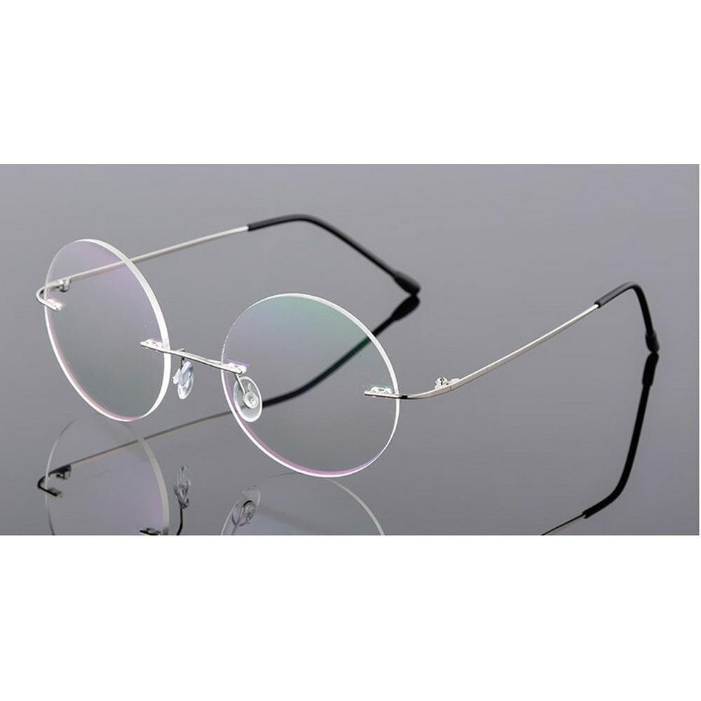 Steve Jobs Gandhi Harry Potter Style Foldable Ultra Light Blue Light Blocking Computer Glasses - Round Rimless Eyewear for Men & Women - Perfect for Office, Gaming & Screen Use