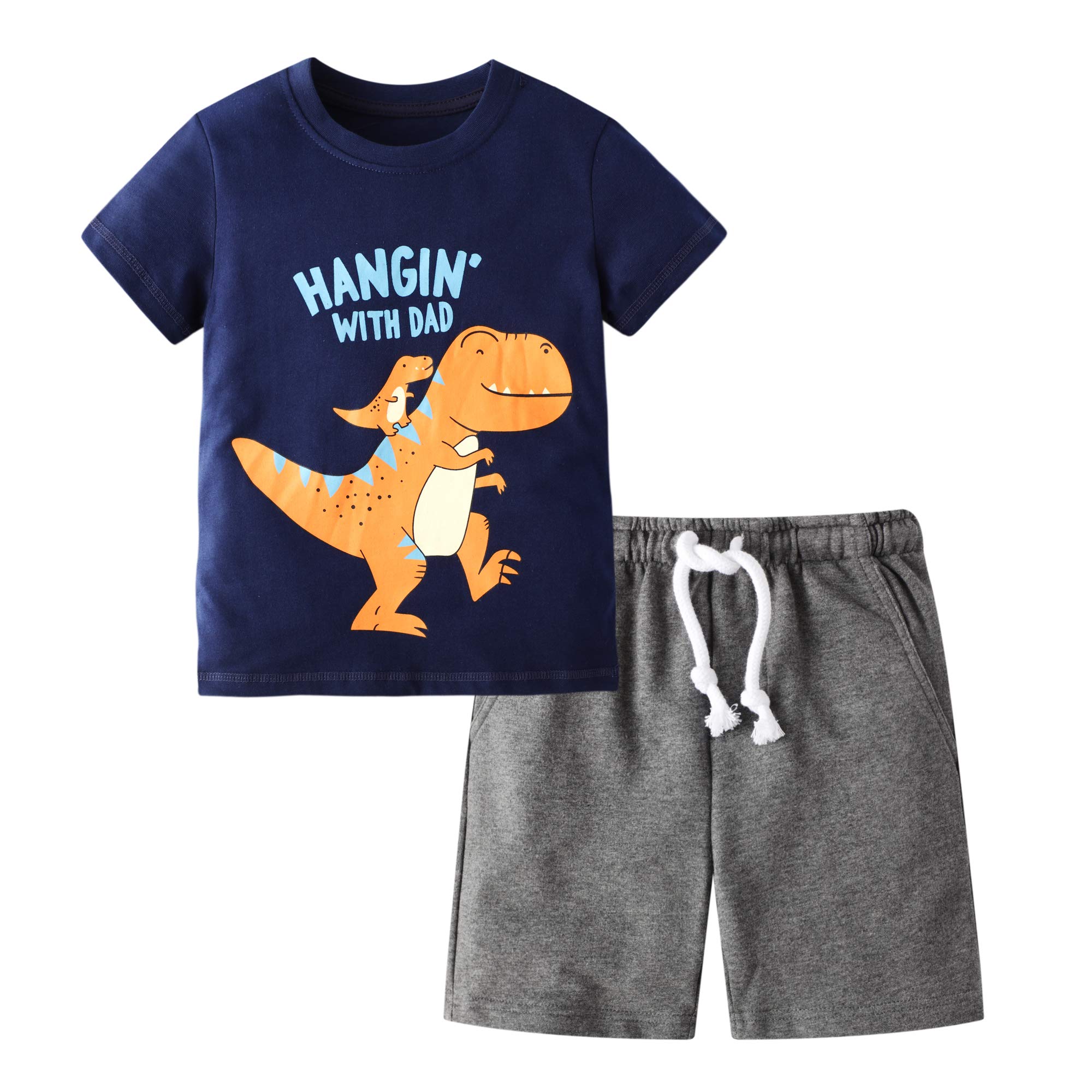 **Boys' Summer Cotton Shirt & Shorts Outfits for Toddlers (Size 2-7) - Cool & Comfortable Playwear for Outdoor Activities, Beach, and Daily Wear**