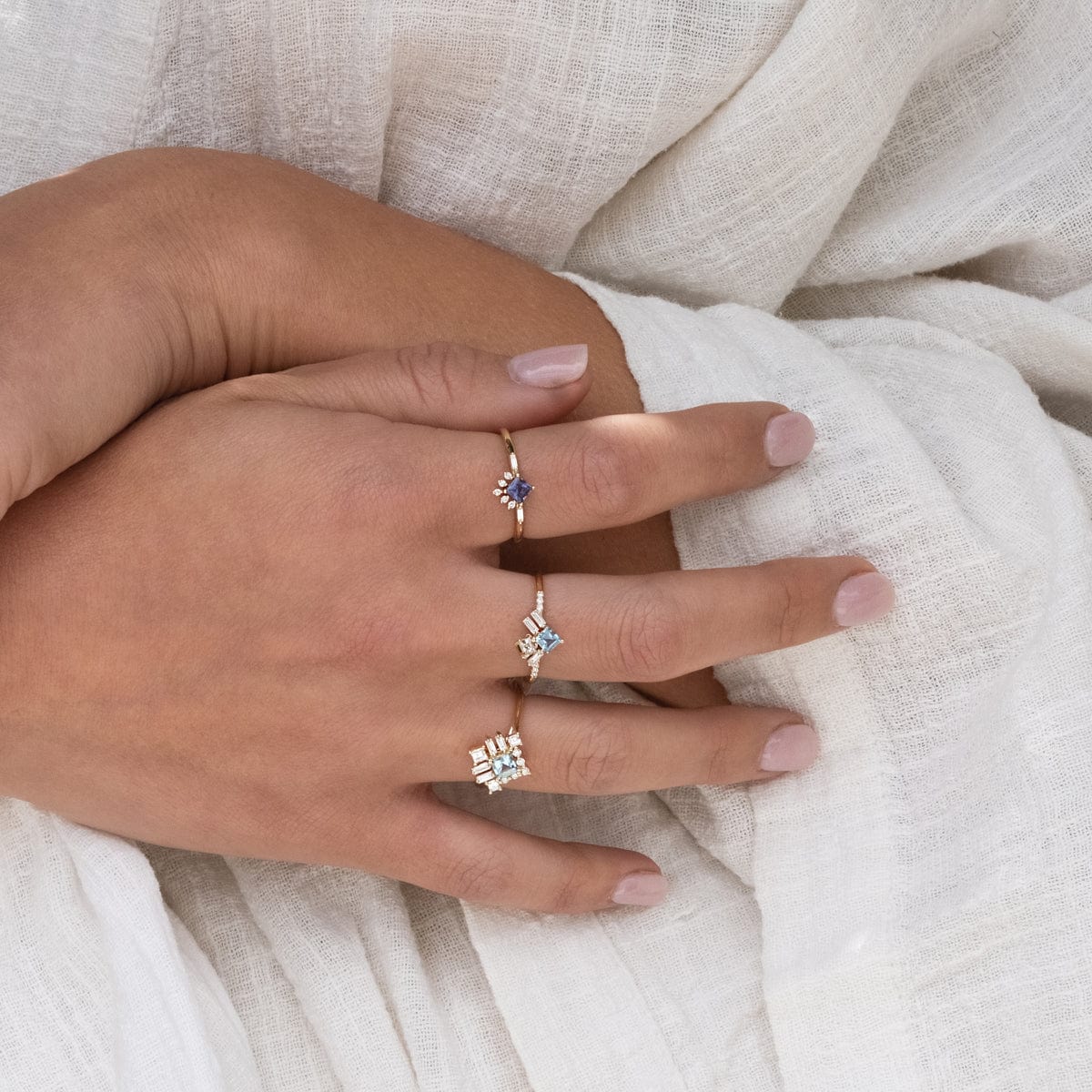Iolite Diamond Deco Ring for Women - Elegant Vintage Style Jewelry for Engagement, Wedding & Special Occasions