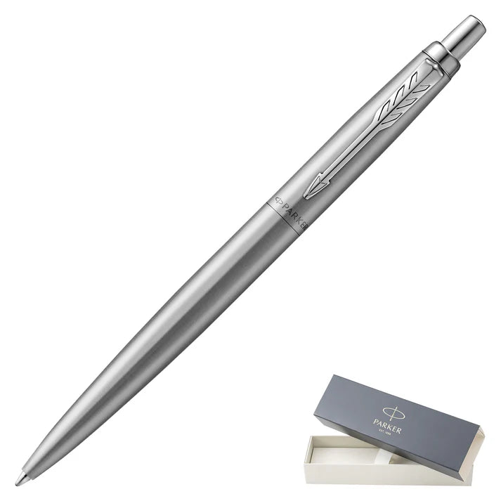 Parker Jotter XL Monochrome Stainless Steel Ballpoint Pen with Chrome Trim - Premium Writing Instrument for Office, Business, School & Everyday Use