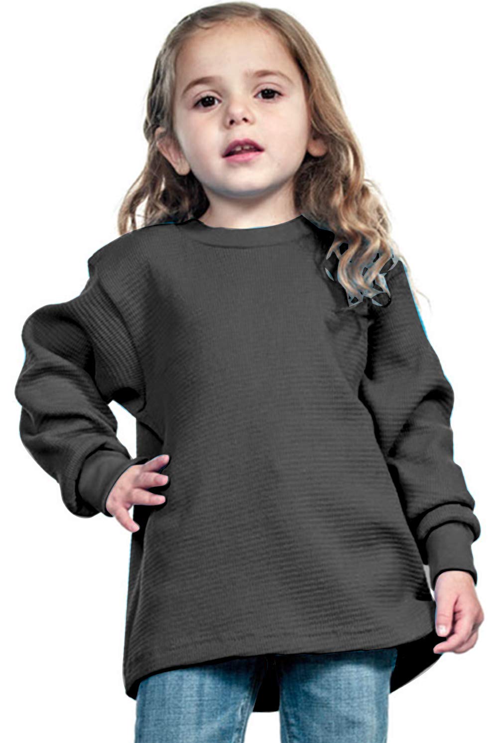 Shaka Wear Kids Waffle Thermal Long Sleeve Crewneck T-Shirt for Boys & Girls - XXS to XL - Warm Winter Base Layer for Outdoor Activities & School