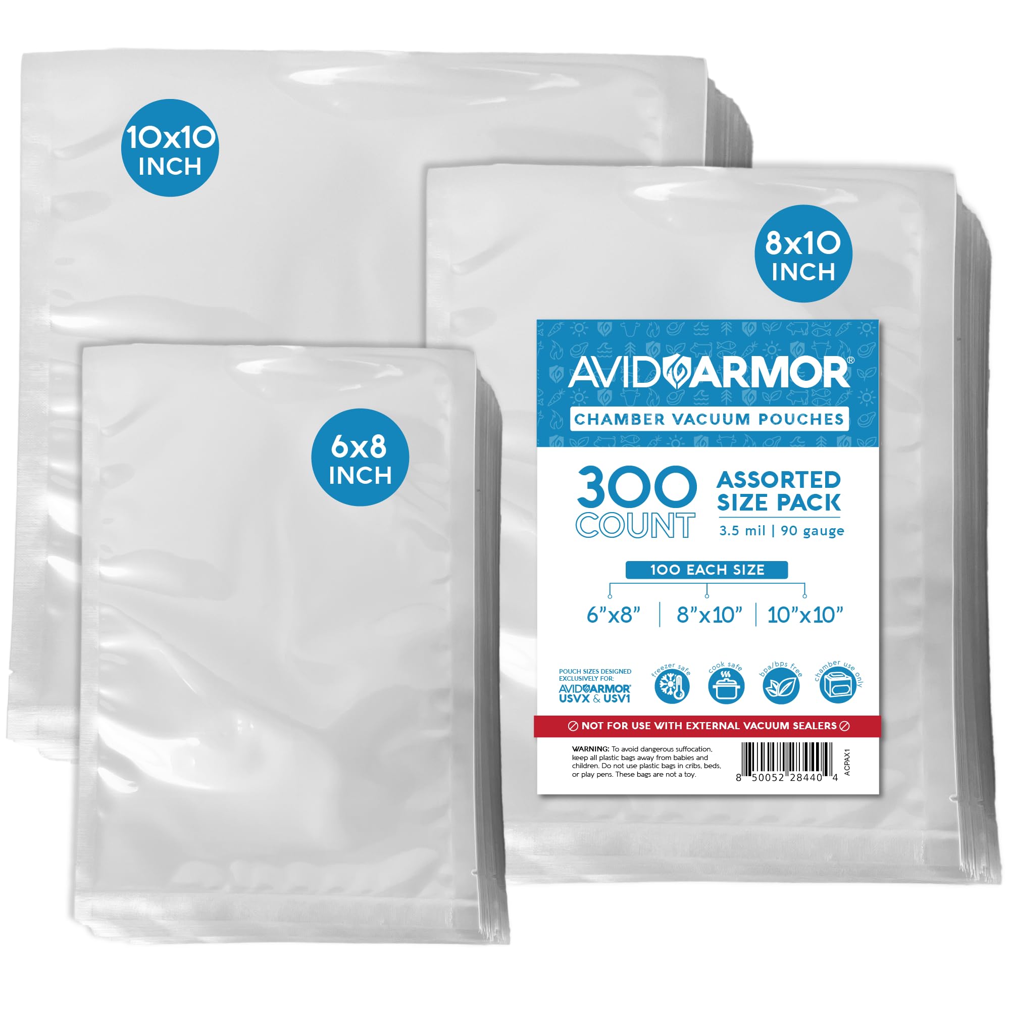 Avid Armor Heavy Duty 3.5mil Chamber Vacuum Sealer Bags - BPA-Free Pre-Cut Pouches (6