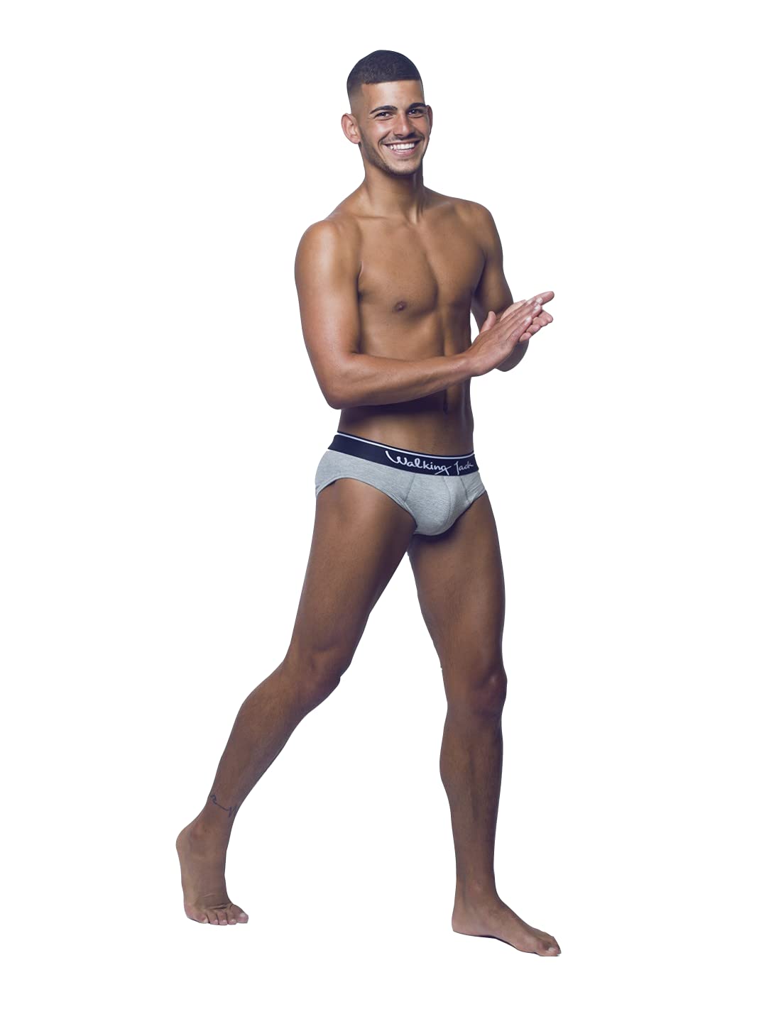 Walking Jack Briefs for Men - Comfortable Cotton Underwear in Ash Gray - Size Large | Perfect for Everyday Wear, Gym & Travel